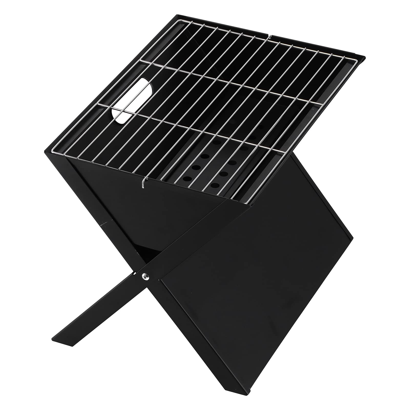 Parrilla portátil para barbacoa con diseño plegable para cocinar al aire libre, camping y picnic, parrilla de carbón ligera, fácil instalación, malla de acero inoxidable