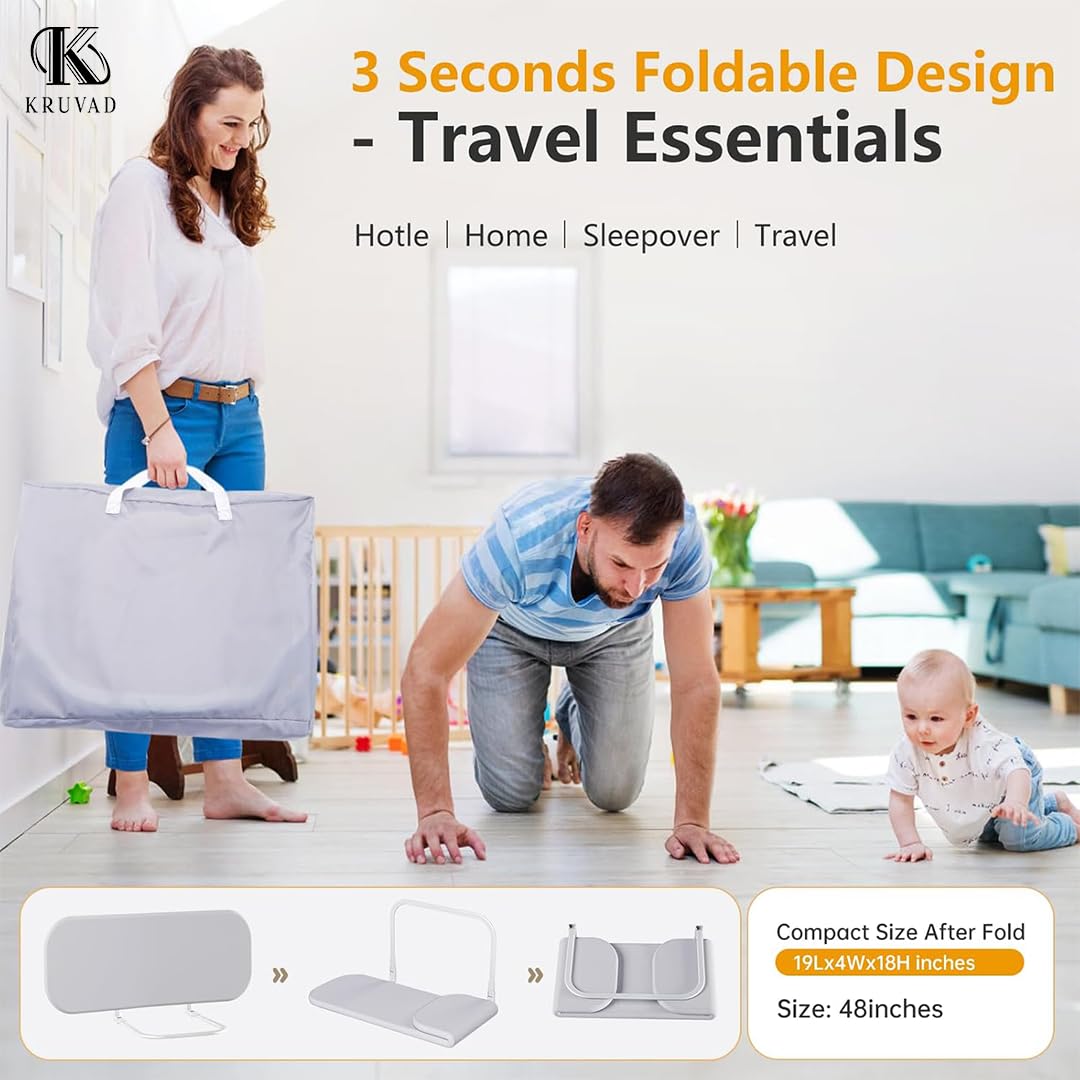 Kruvad Foldable Toddler Bed Rails for Crib- Universal Fit for Twin,King Size Beds- Easy to Assemble- Safe Guardrail Bed Rail for Toddlers and Elderly Safety Fence Protector Rails [ 122x44x3 CM ] - Image 6 thumbnail