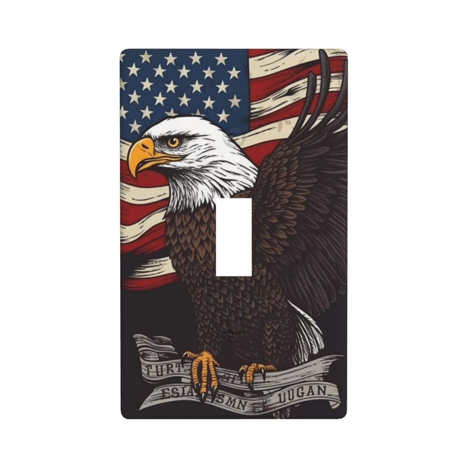 USA Patriotic Eagle with American Flag Wall Plate, 1-Gang Decorative Light Switch Covers, Unbreakable Polycarbonate Faceplates Outlet Cover Electrical Receptacle Plug Covers Standard Size
