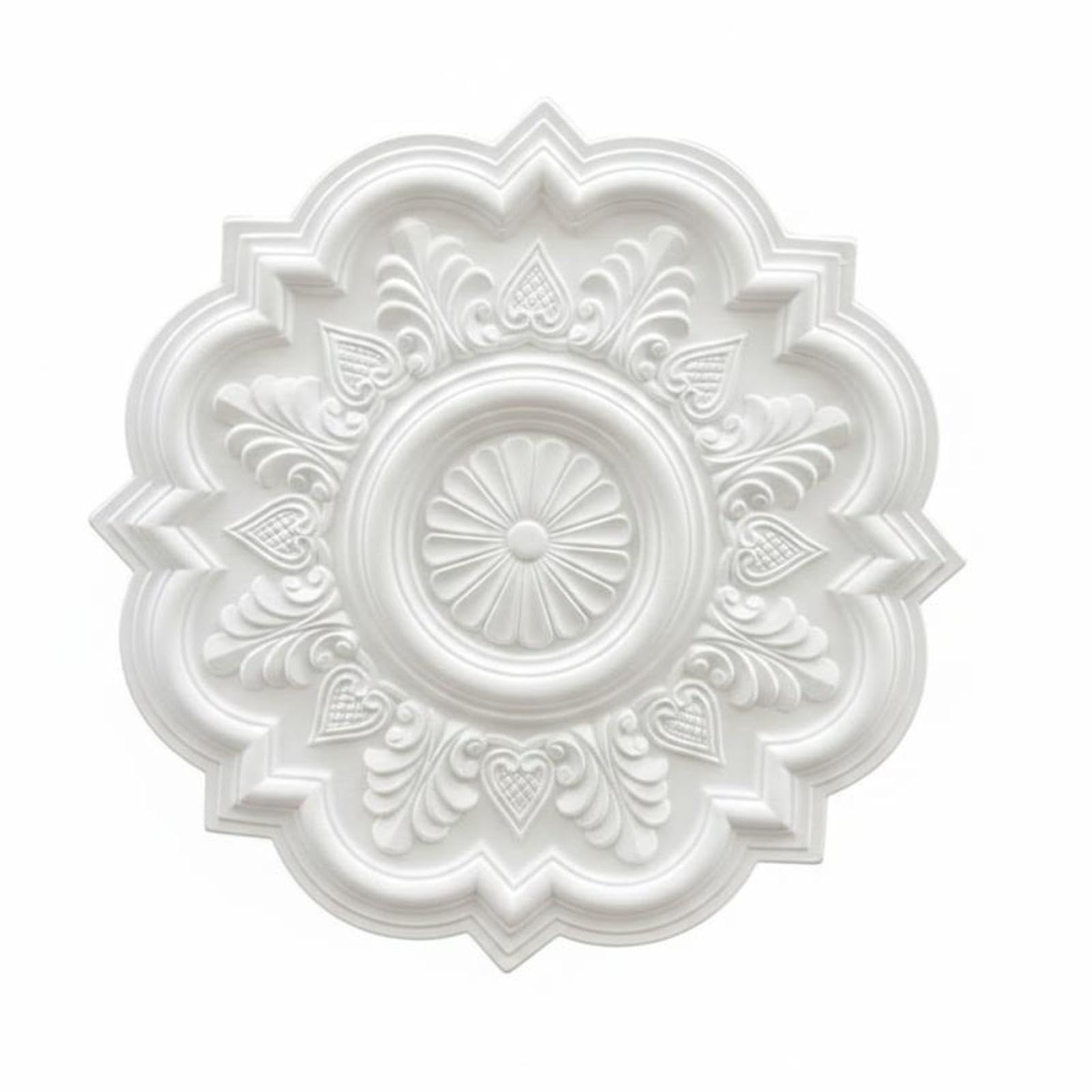 Ornate Floral Overhead Medallion Vintage Carved Design PU Overhead Medallion Pale Circular Plate 039 Carved 51CM-image-20