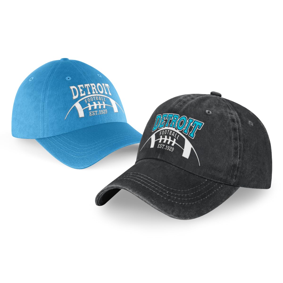 Embroidered City Vintage Classic 2-Pack Washed Denim and Color Snapback Caps for Men Women, Adjustable Fans Baseball Cap