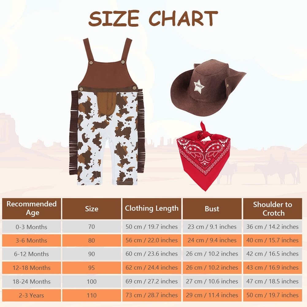 Vicloon Cowboy Costume Bambino, Vestito Costume Set da Cowboy, con Bandana Rossa e Cappello, Wild Western Cowboy Abiti Set, per Halloween Natale Carnevale Dress Up Festa