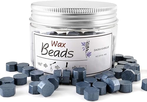 Miniatura 2 de Yoption - Cuentas de cera de sellado Darkishblue, 210 cuentas octágonas con velas y cuchara de fusión para tarjetas de felicitación de boda, regalo