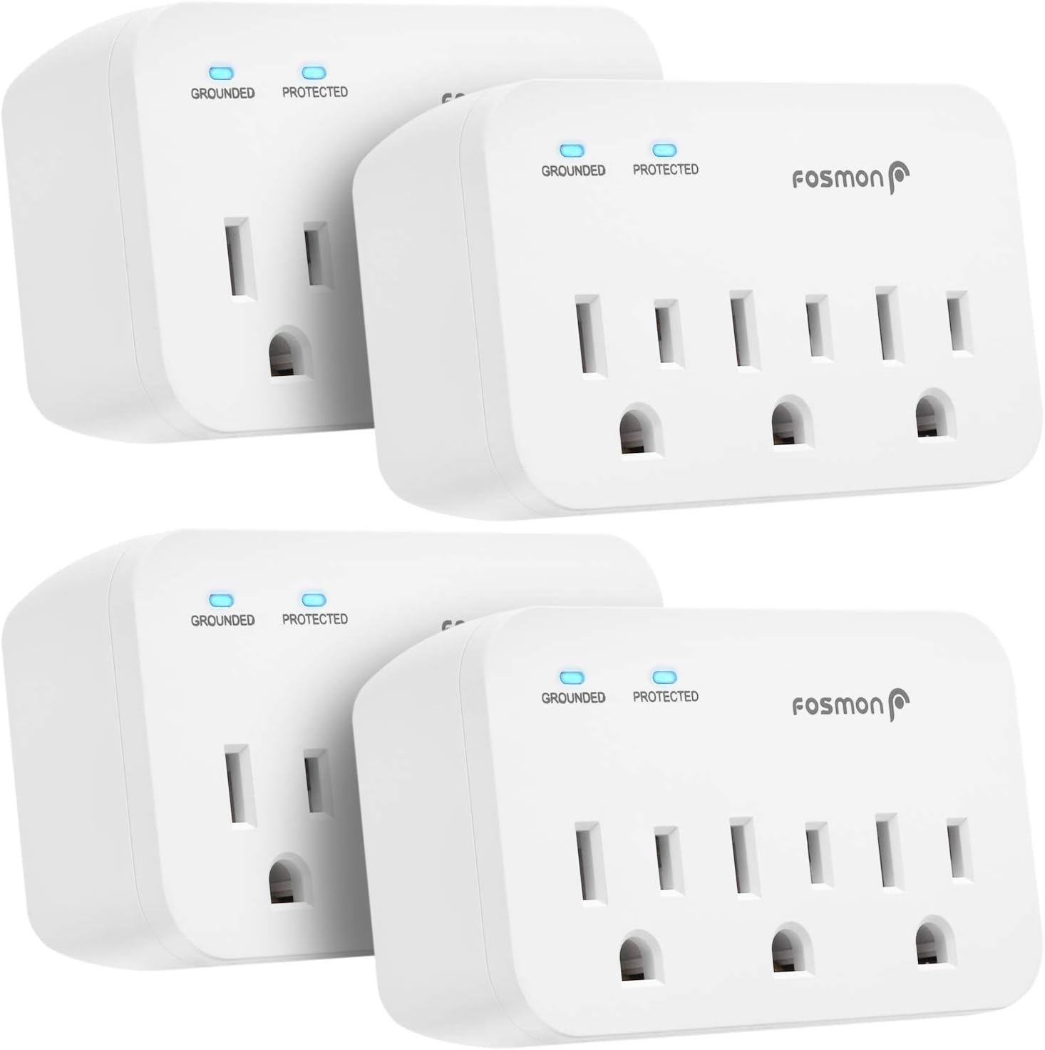 Fosmon 3 Outlet Adapter Surge Protector, 3 Way Plug Wall