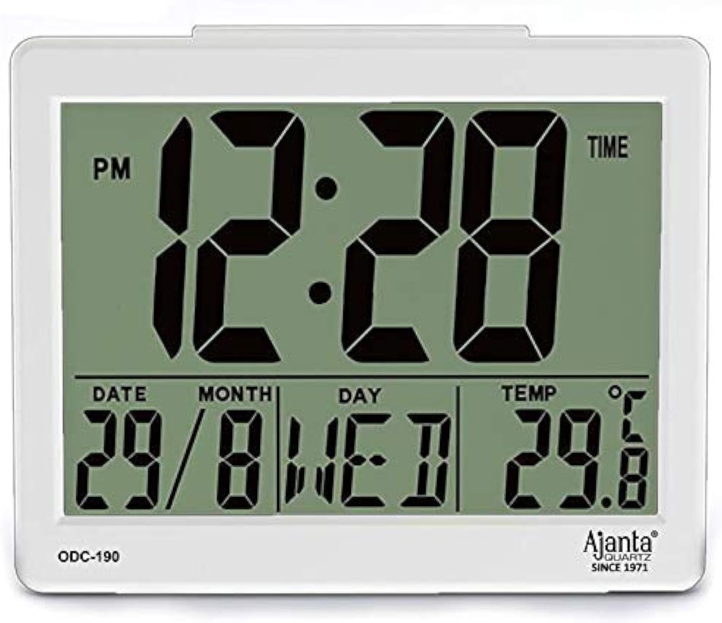 Ajanta Quartz Plastic Abstract Digital Alarm and Table clock, (8 x 7 x 3.5 cm, White, ODC 190)