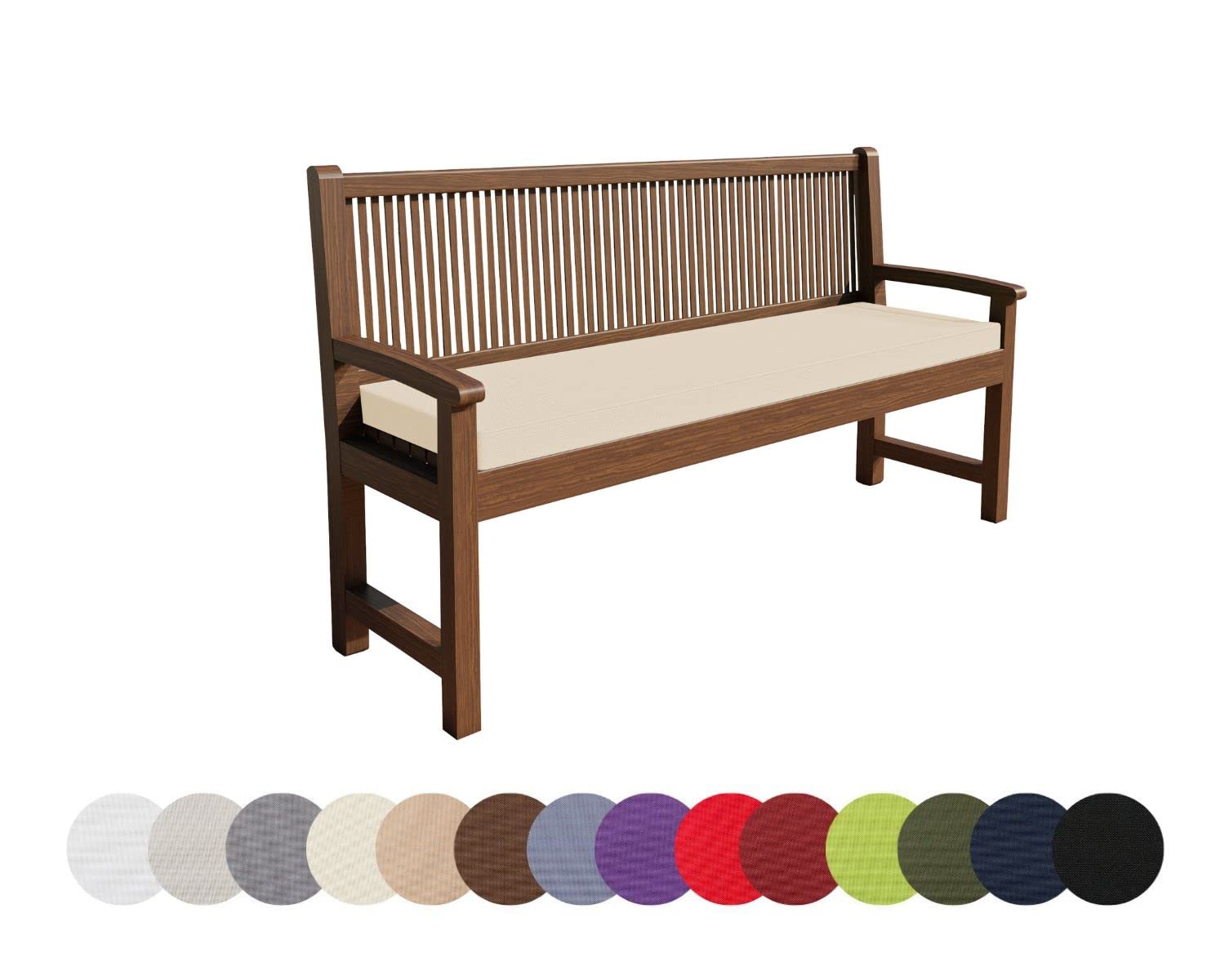 chilly pilley Coussin Impermeable De Banc Housse Amovible Lavable Zip avec Passants Coussin pour Banc De Jardin Terrasse (140x40x5, Crème)