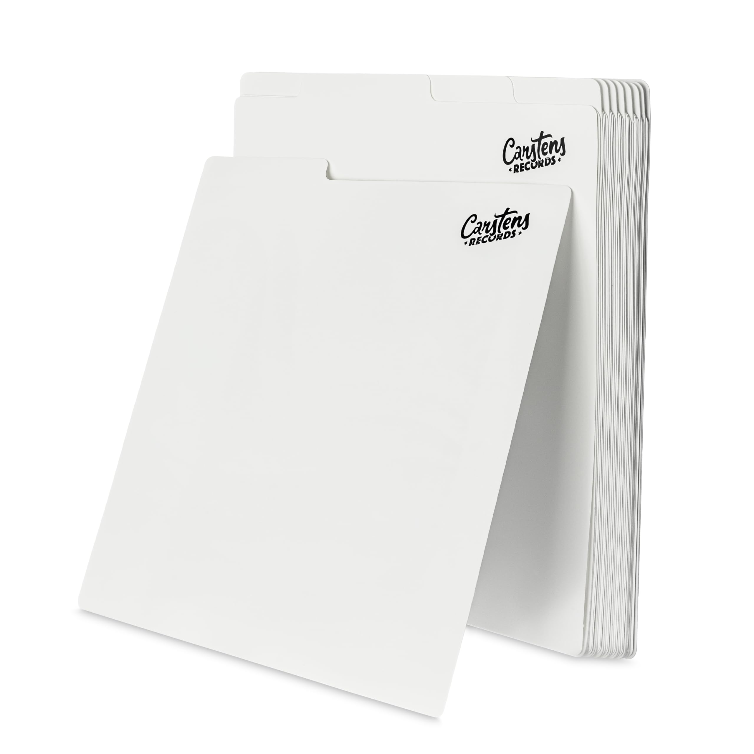 Carstens Records Heavy Duty Vinyl Album Dividers | 12" LP Organizers with Tabs | Pack of 32 White | Made in The USA | Personalizable
