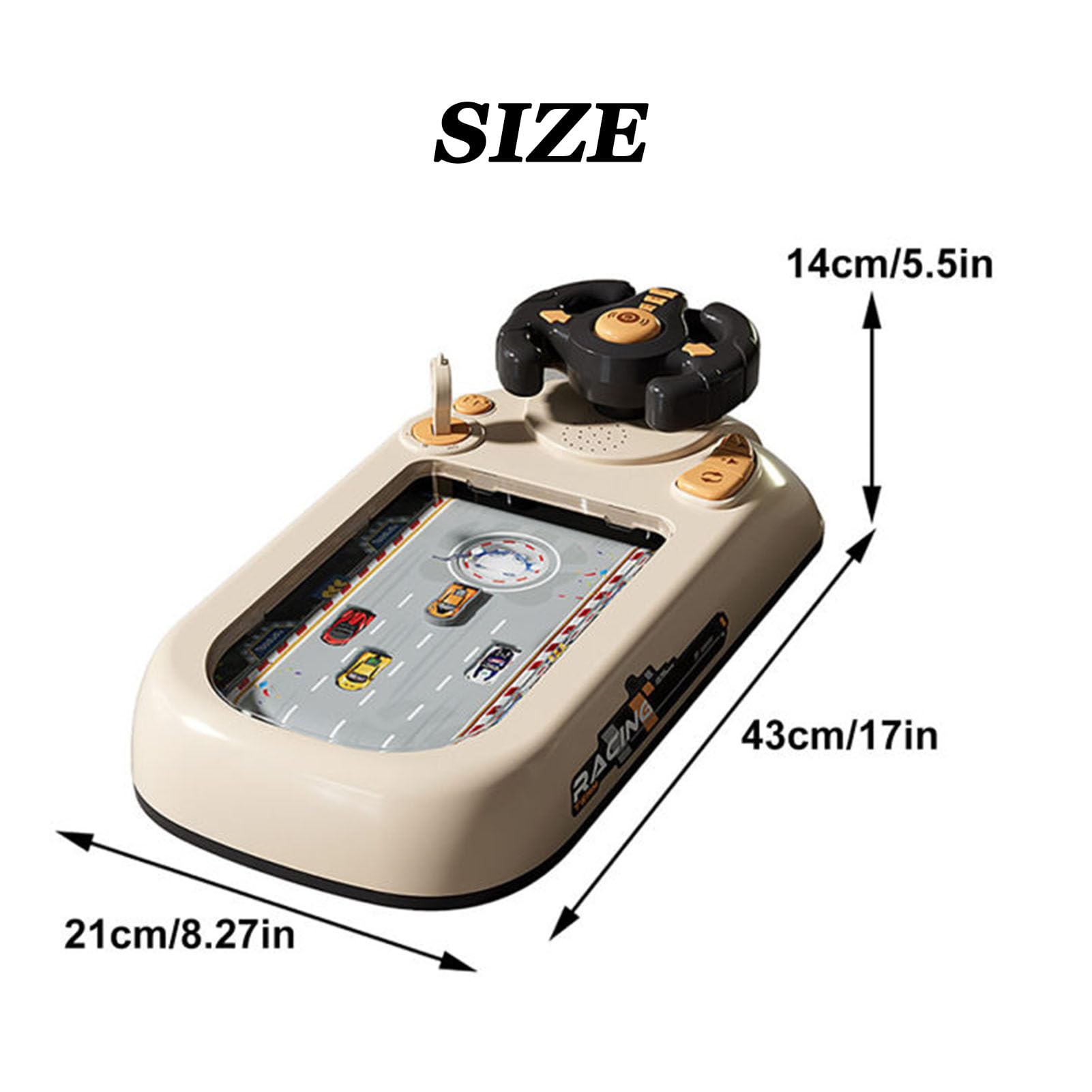 Racing Car Toy with Steering Wheel, Driving Simulator, Interactive Race Car Toy, Driving Racing Car Game with Sound, Simulation Driving Car Toy Steering Wheel for Kid Boys (White Charging)