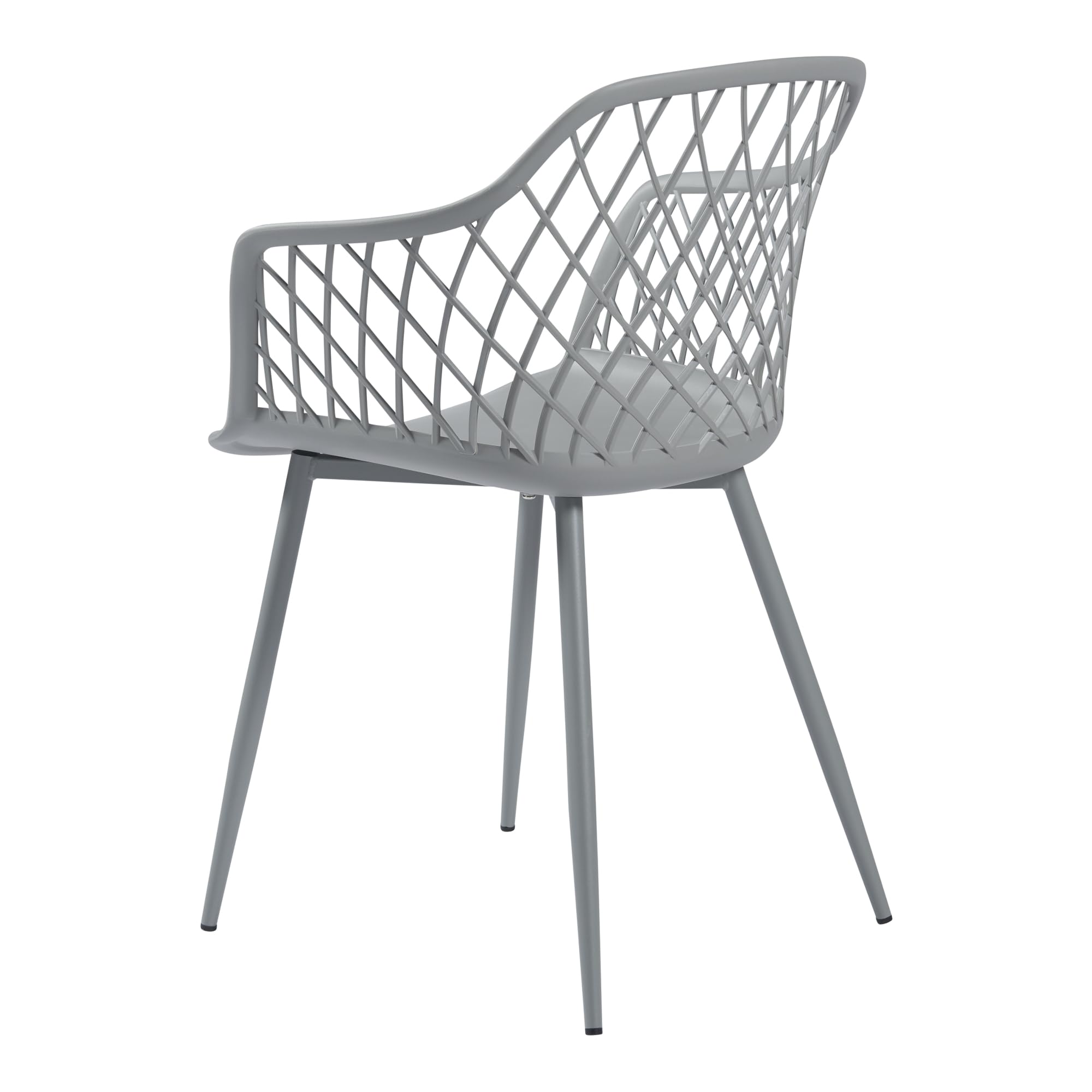 [en.casa] Set de 2 Sillas de Comedor con Respaldo Enrejado Reposabrazos máx. 130 kg Juego de 2 Sillas de Cocina Plástico y Metal 80 x 56 x 52 cm - Gris Claro