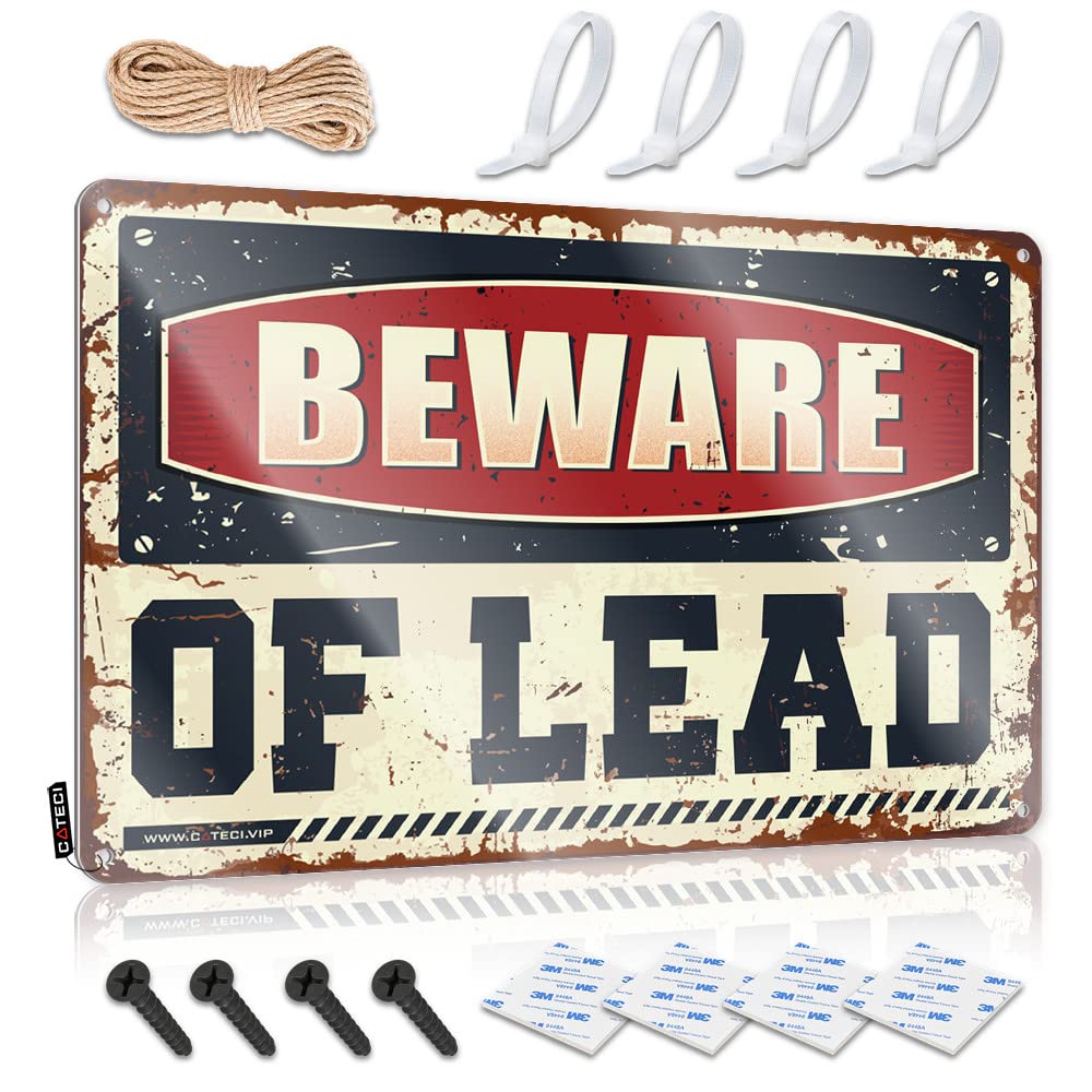 Beware Of Lead Farmhouse Porch Decor Hallway Hanging | Pretty Art Ideas Vintage Metal Wall Decor(20X30CM)