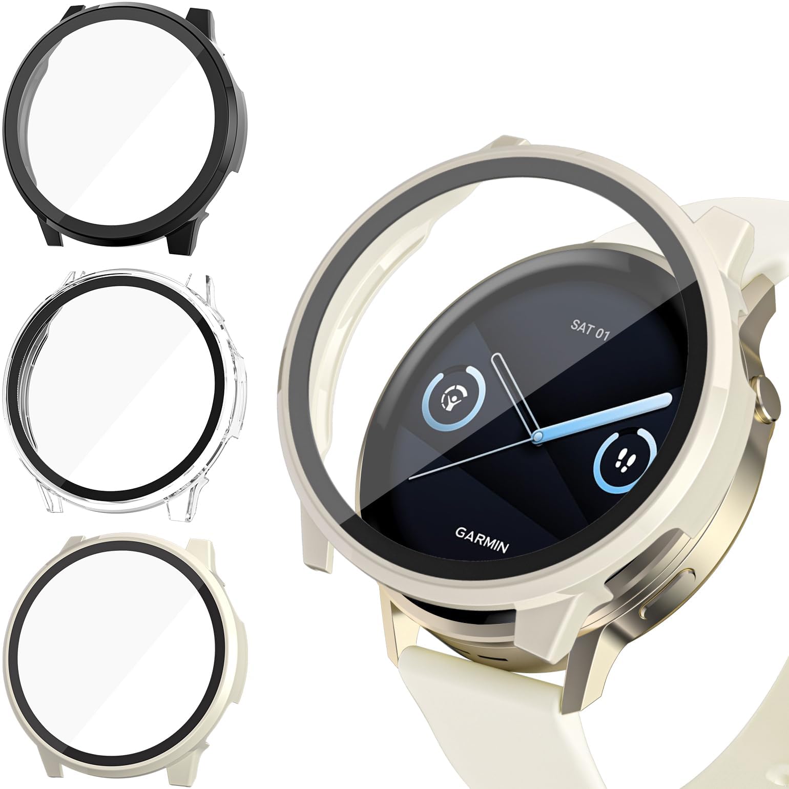 3-Pack Compatible with Garmin Venu 4 45mm Screen Protector [Full Coverage], Ultra-Thin Bumper Hard PC Cover Face Accessories Built-in Tempered Glass for Venu 4 45mm Case