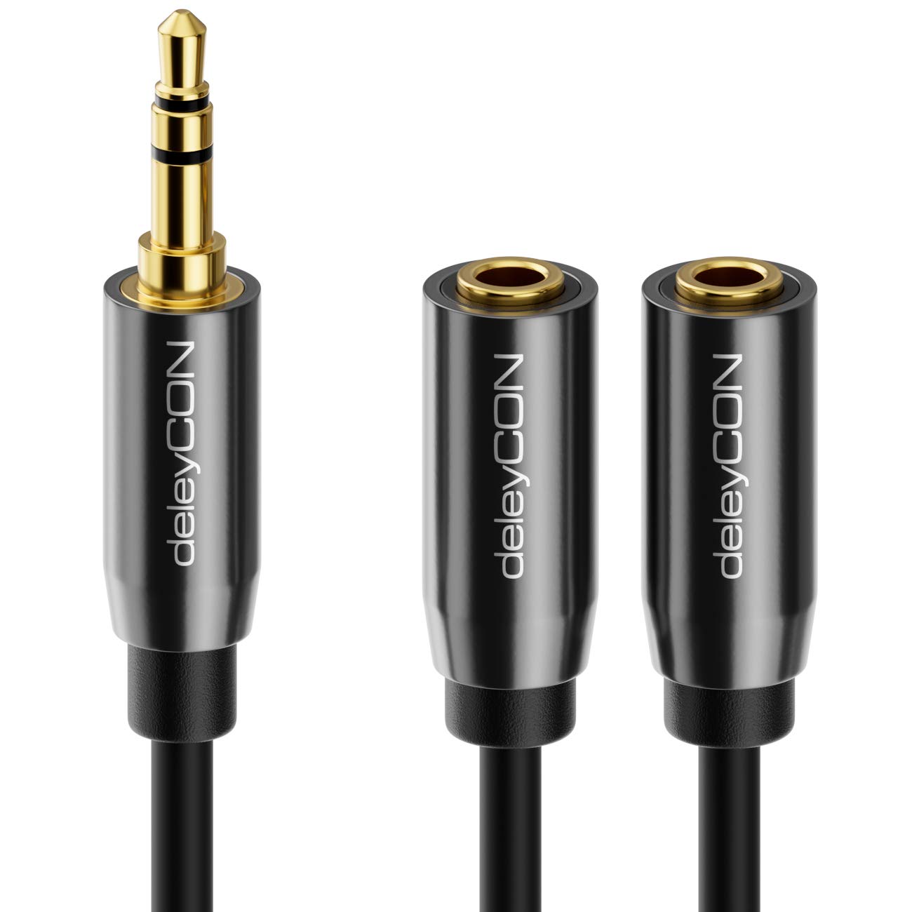 deleyCON 0,2m audio adapter Y - AUX - wtyk jack 3,5mm na 2x gniazdo jack 3,5mm