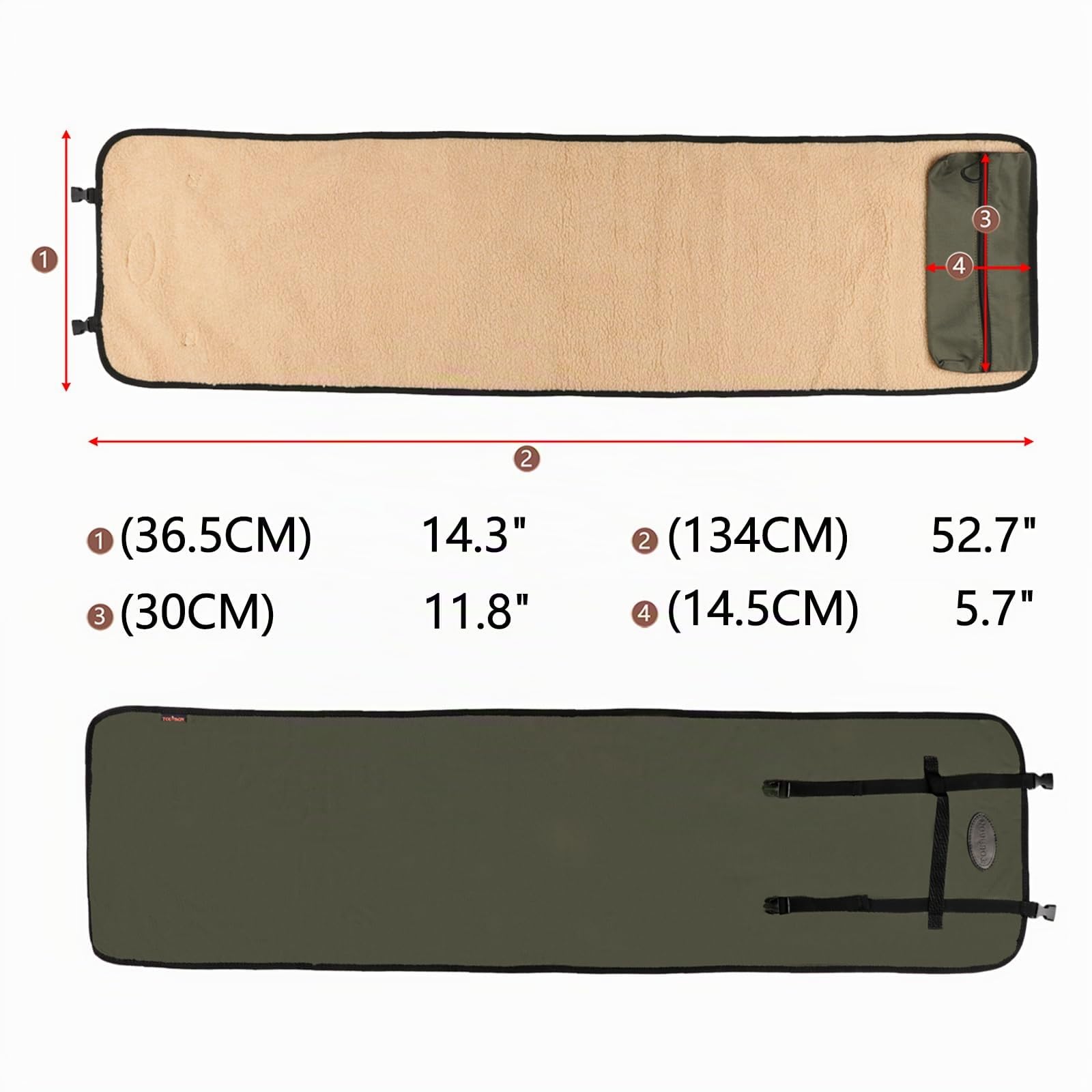 TOURBON Aufrollbare Pistolen-Reinigungsmatte für Schießjagd, mit Werkzeug-Aufbewahrungstasche