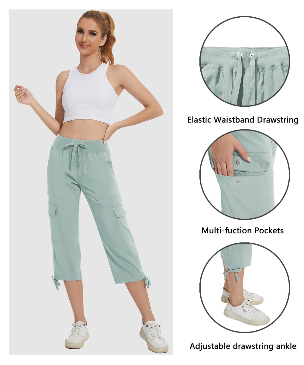 YuKaiChen Pantacourt de randonnée pour femme - Pantalon d'été décontracté avec poches