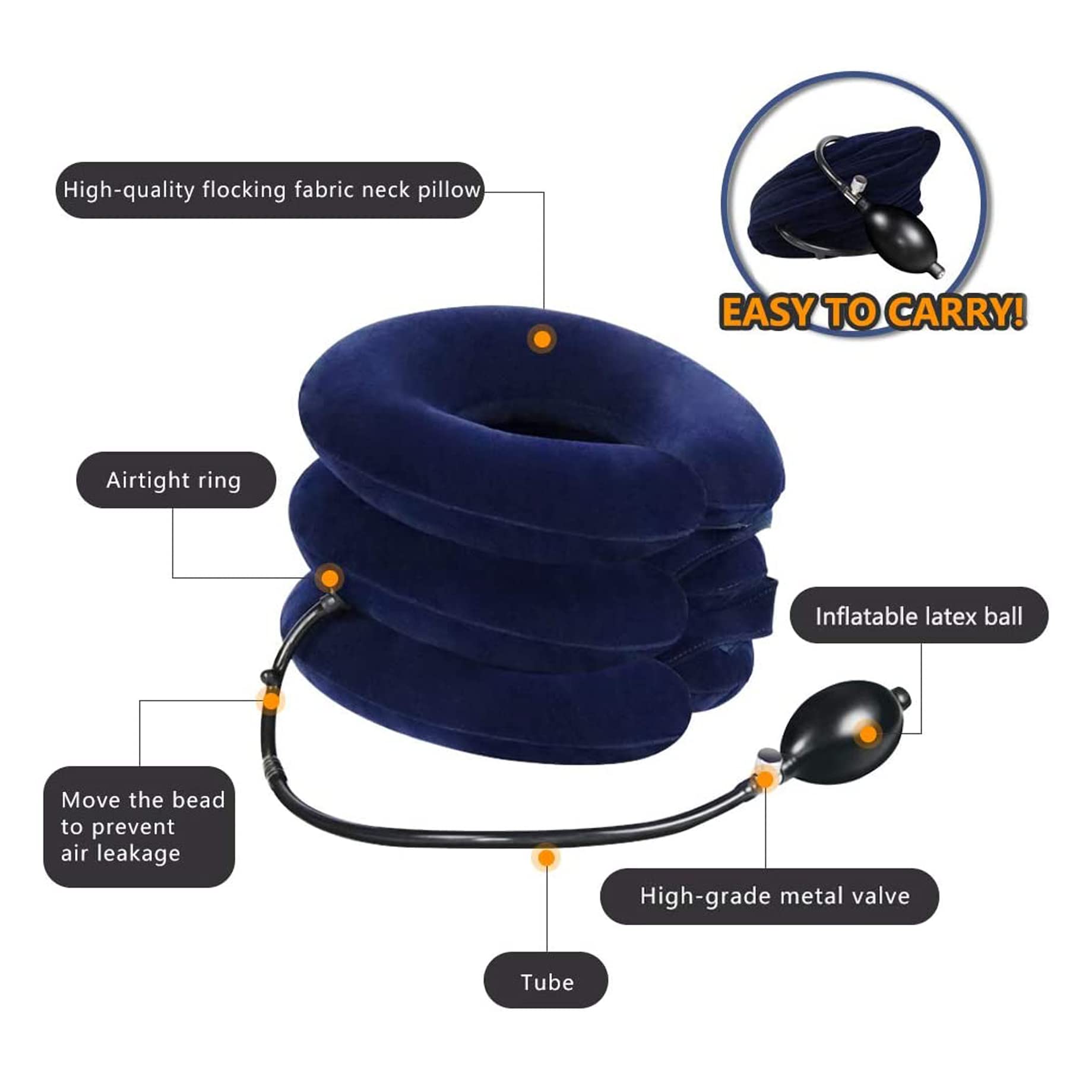 MEZON Polyester ARURA (Label) Cervical Neck Traction Device for Neck Pain Relief - Inflatable & Adjustable Neck Stretcher Neck Support Brace Neck Pillow Neckline Pillow (Multicolor)