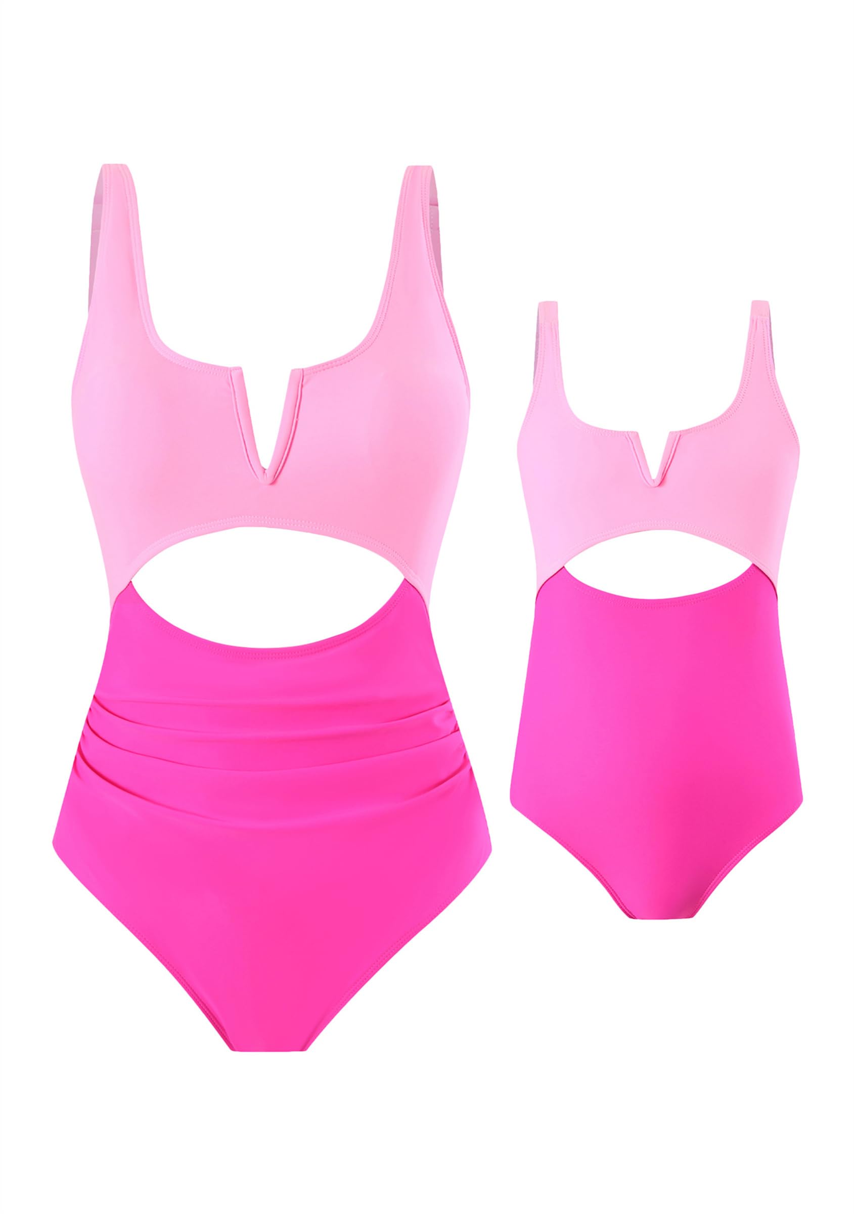 TYQQU Mommy and Me Cozy V Neck Beachwear Ruched Tummy Control Swimsuits Soft Vacation Swimwear Pk 2-3 Years