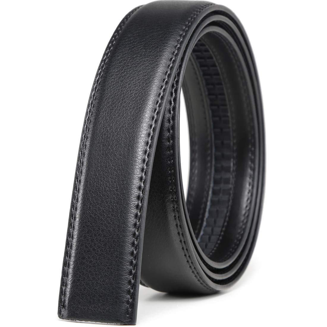 Founders & C Mens Leather Ratchet Belt Strap Only 1 3/8" Without Buckle,Replacement Strap Suitable for 40MM Slide Buckle, Classic Black Leather, 22-38W