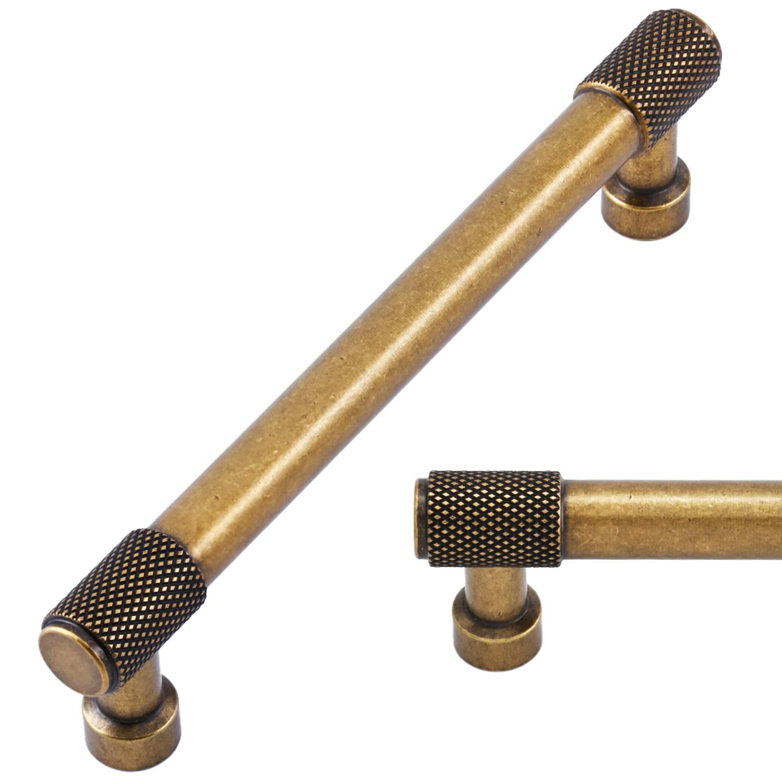 Talentedeco 10 Pack Antique Brass Cabinet Pulls, 128mm5 Inch Center to Center Hole Center, Kitchen Cabinet Handles for Drawer Dresser, Cupboard and Wardrobe