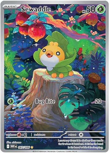 Sewaddle 087/086 Illustration Rare Pokemon Card | White Flare Set | Pokemon Scarlet & Violet Series | Titan Authenticated