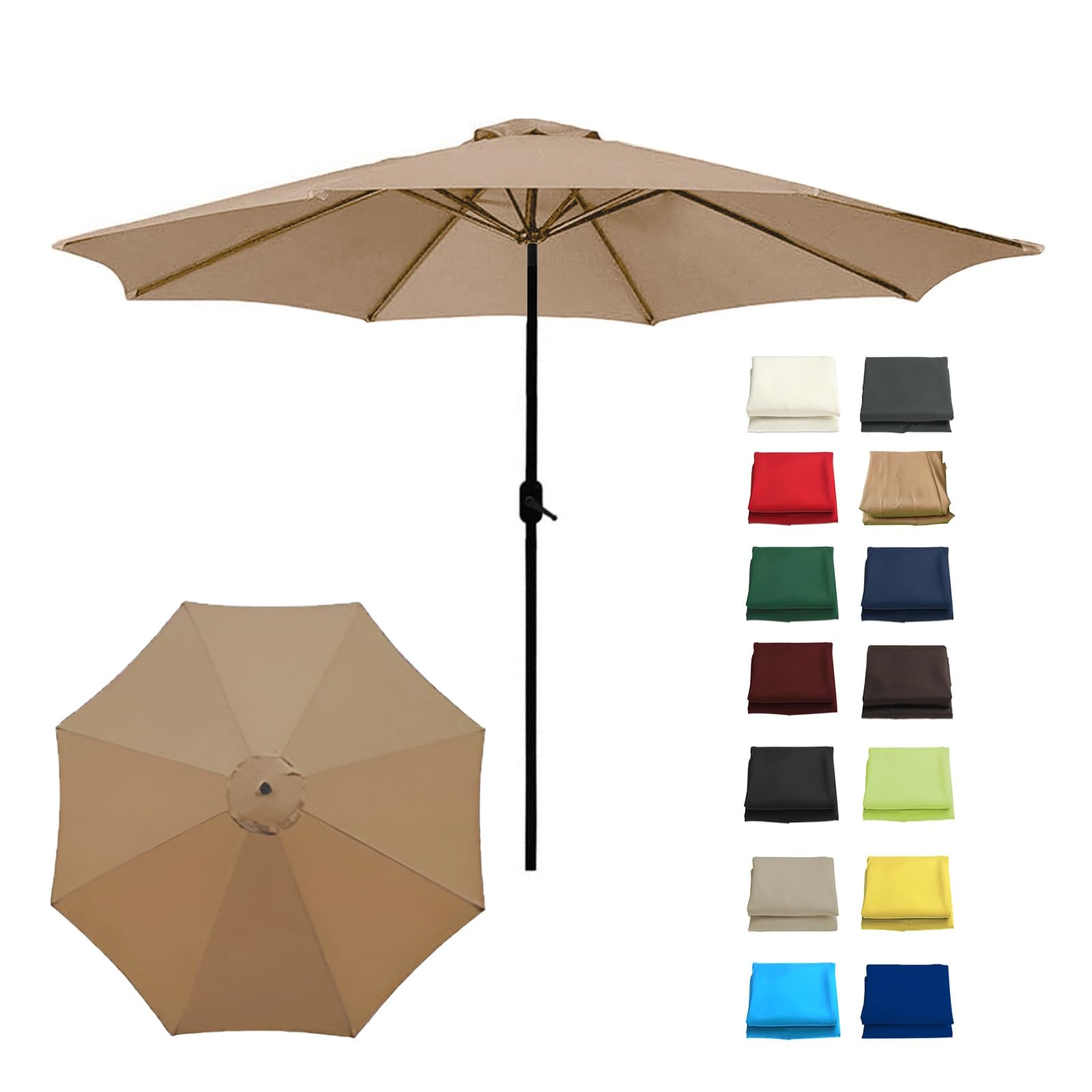 Sun Umbrella Replacement Cloth，Replacement Parasol Canopy，Market Table Umbrella Canopy Waterproof Anti-ultraviolet Umbrella Replacement Fabric，Replacement Parasol Fabric Cover ( Color : Khaki , Size :