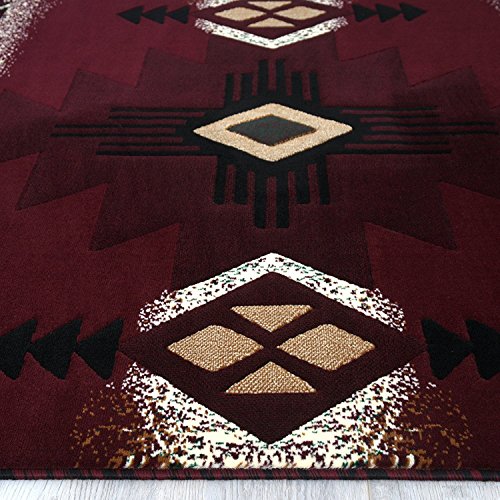 Southwest Native American Indian Design #Cr18 Burgundy Carpet Area Rug (8 Feet X 10 Feet) #TOP2