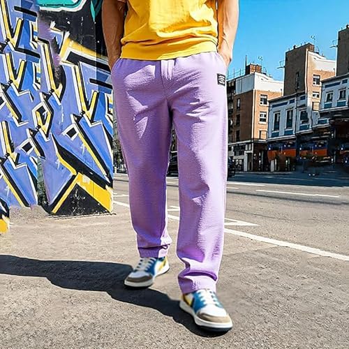 Mokaloha Mens Pants, Mokaloha Pants for Men Casual Hemp Embroidered Logo Drawstring Loose Elastic Waist Pocket2