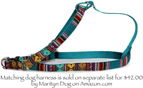 Miniatura 7 de Collar de perro de rayas brillantes del suroeste. Hecho a mano en Estados Unidos elección de color de rubí, esmeralda o amatista. Elegante collar