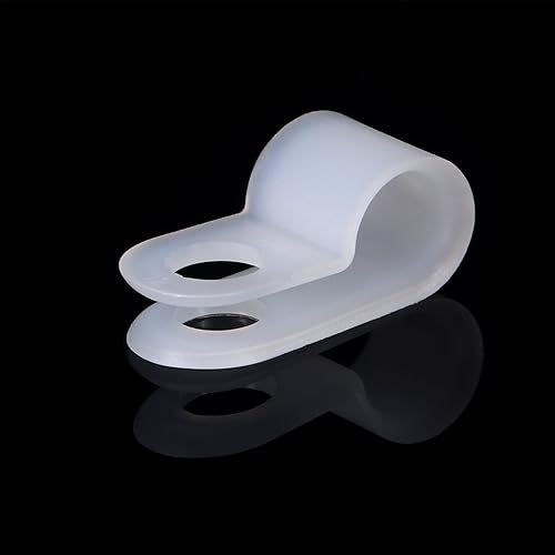 Miniatura 5 de Hicarer Paquete de 50 abrazaderas de cable tipo R, clips de sujeción de cable de montaje de tornillo de nailon con 50 tornillos para gestión de