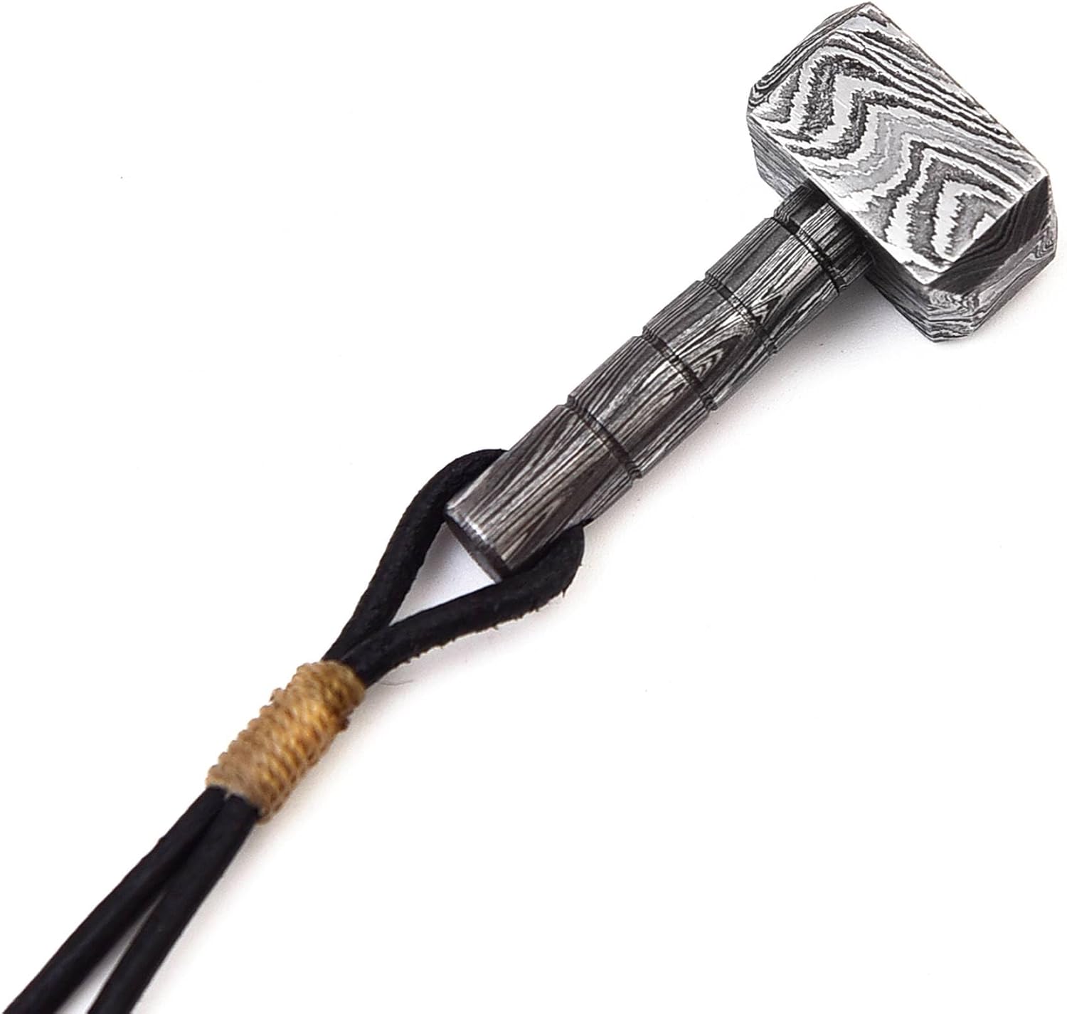 Hand Forged Damascus Steel Thor’s Hammer Necklace for Men and boys – Mjolnir Viking Pendant with Pure Leather Chain – Handmade Norse Mythology Jewelry Gift. - Image 7