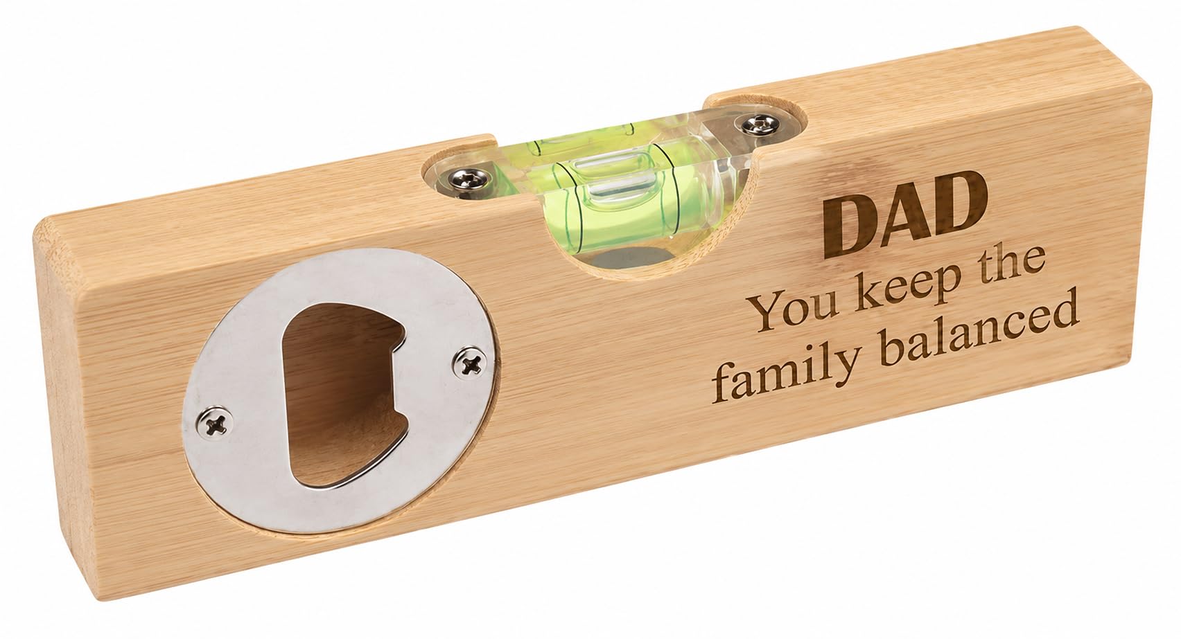 Personalised Wooden Spirit Level Bottle Opener Gift for Dad – Personalised Fathers Day Gift & Birthday Present from Daughter, Son or Wife – Funny Thank You Gesture for Daddy, Papa & Grandpa