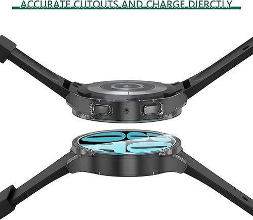 Miniatura 6 de Haojavo Paquete de 6 + 8 fundas protectoras de pantalla para Samsung Galaxy Watch 6 de 1.732 in, carcasa protectora de policarbonato duro + película