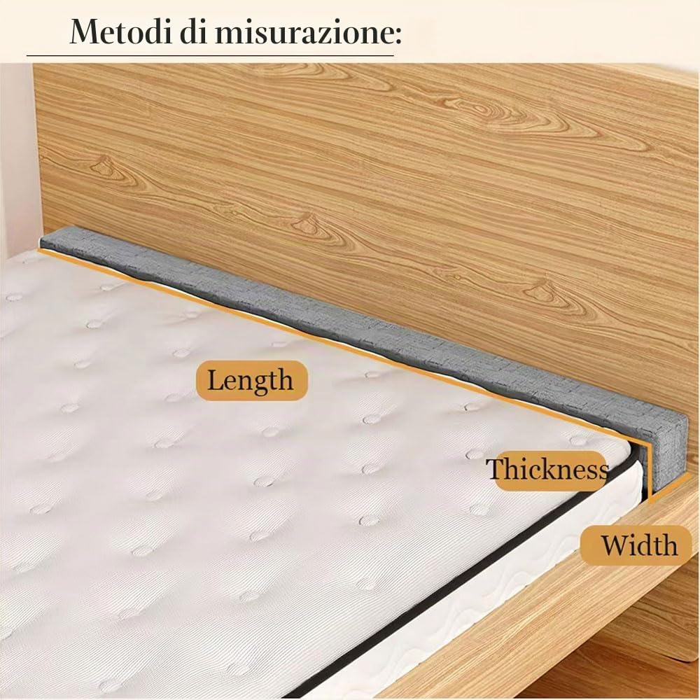 Riempitrice per Letto Lungo di Dimensioni Personalizzate, Letto Gap Filler Testiera Cuscino, Chiudere Lo Spazio tra Materasso e Testiera o Parete per letto Singolo Matrimoniale King(Biancheria)