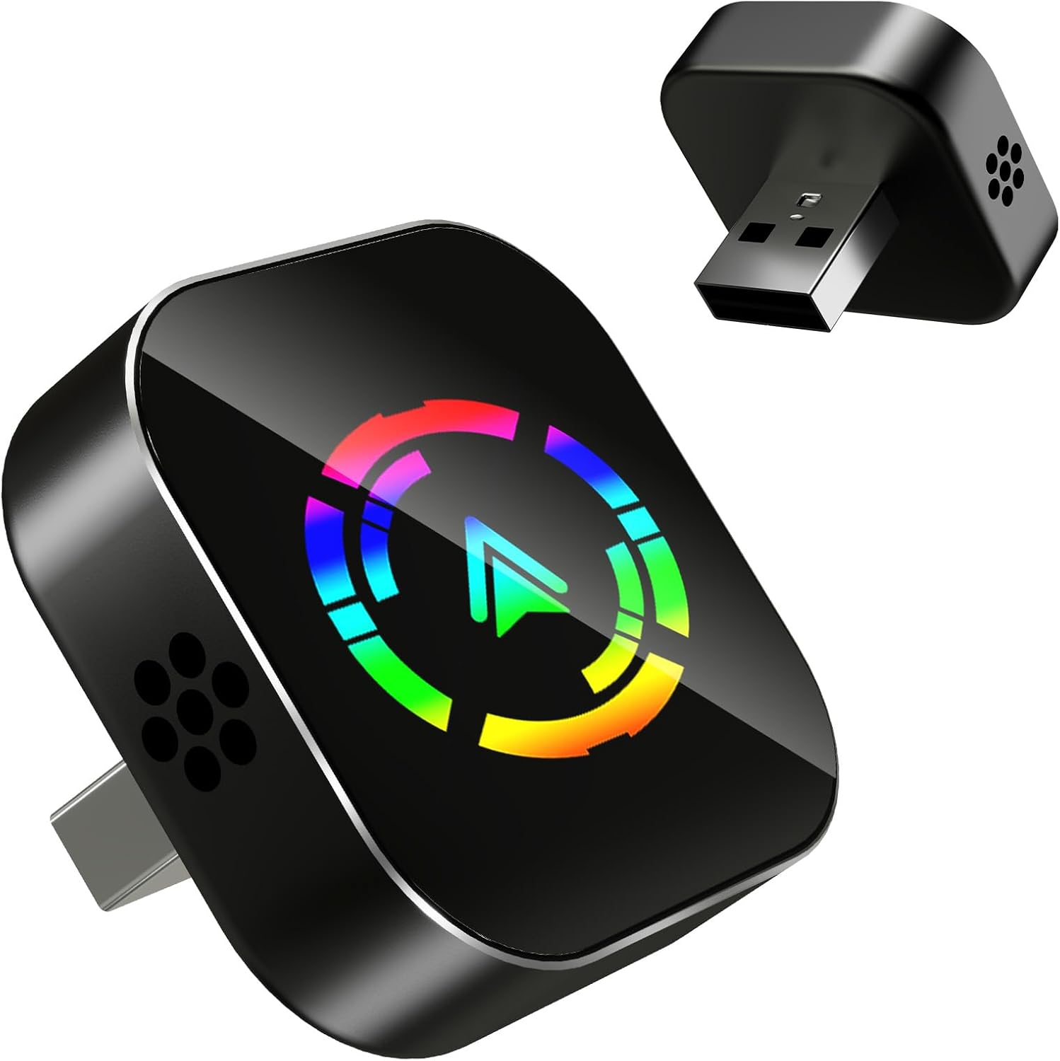 Wireless CarPlay Adapter, 2025 Upgraded 2 in 1 Wired to Wireless for Apple CarPlay & Android Auto, Mini USB Design Car Play Adapter with Type-C Extension, Plug and Play, Stable Connection & No Latency Multicolor