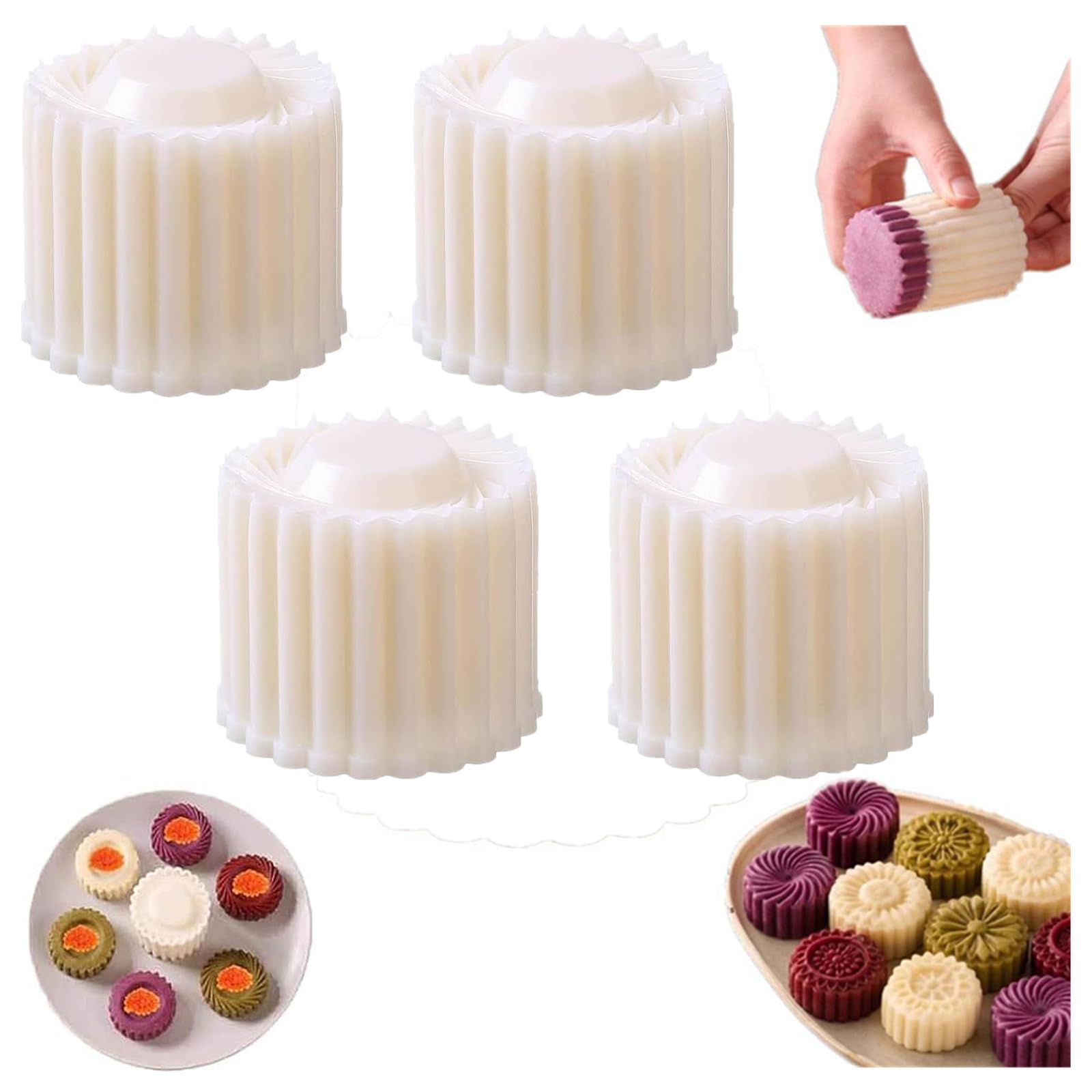 4PC Creative Double-Ended Pastry & Mooncake Mold, Reusable Mooncake Mould