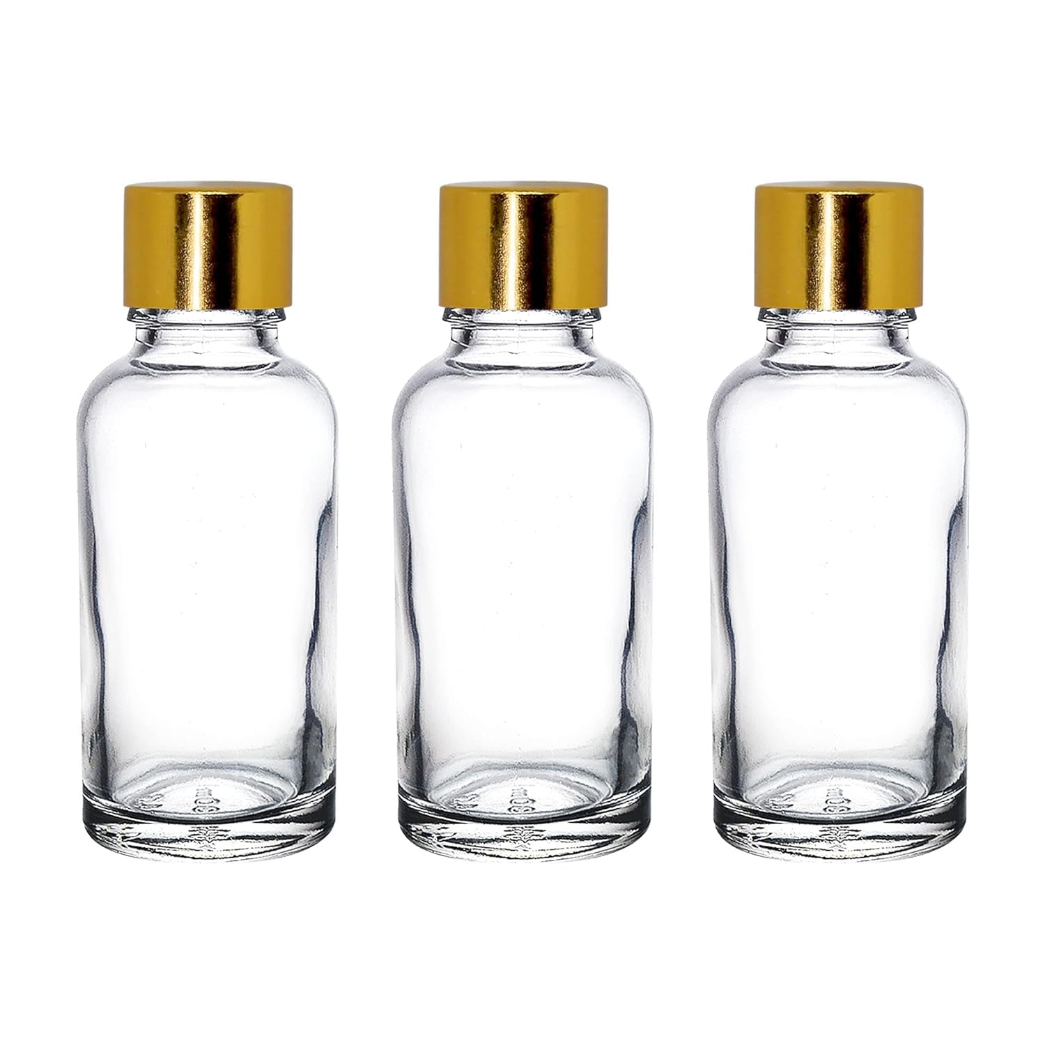 30 ML Clear Glass Bottle with Gold Cap, Safety Plug, Refillable, Leak Proof-image-49