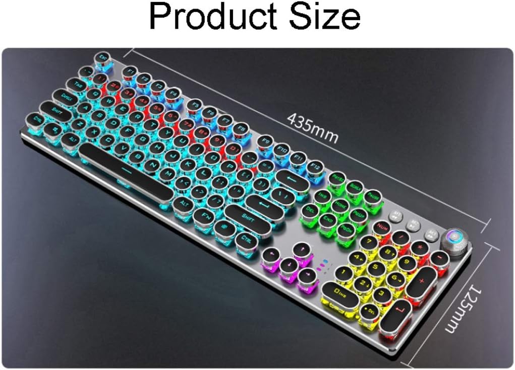 ARCH Retro Desktop Laptop Wired Keyboard,USB Gaming Keyboard with 104 Keys Keyboard Computer Ergonomic for Windows/PC/MAC/Desktop Gamer (Color : Black-Green Shaft)