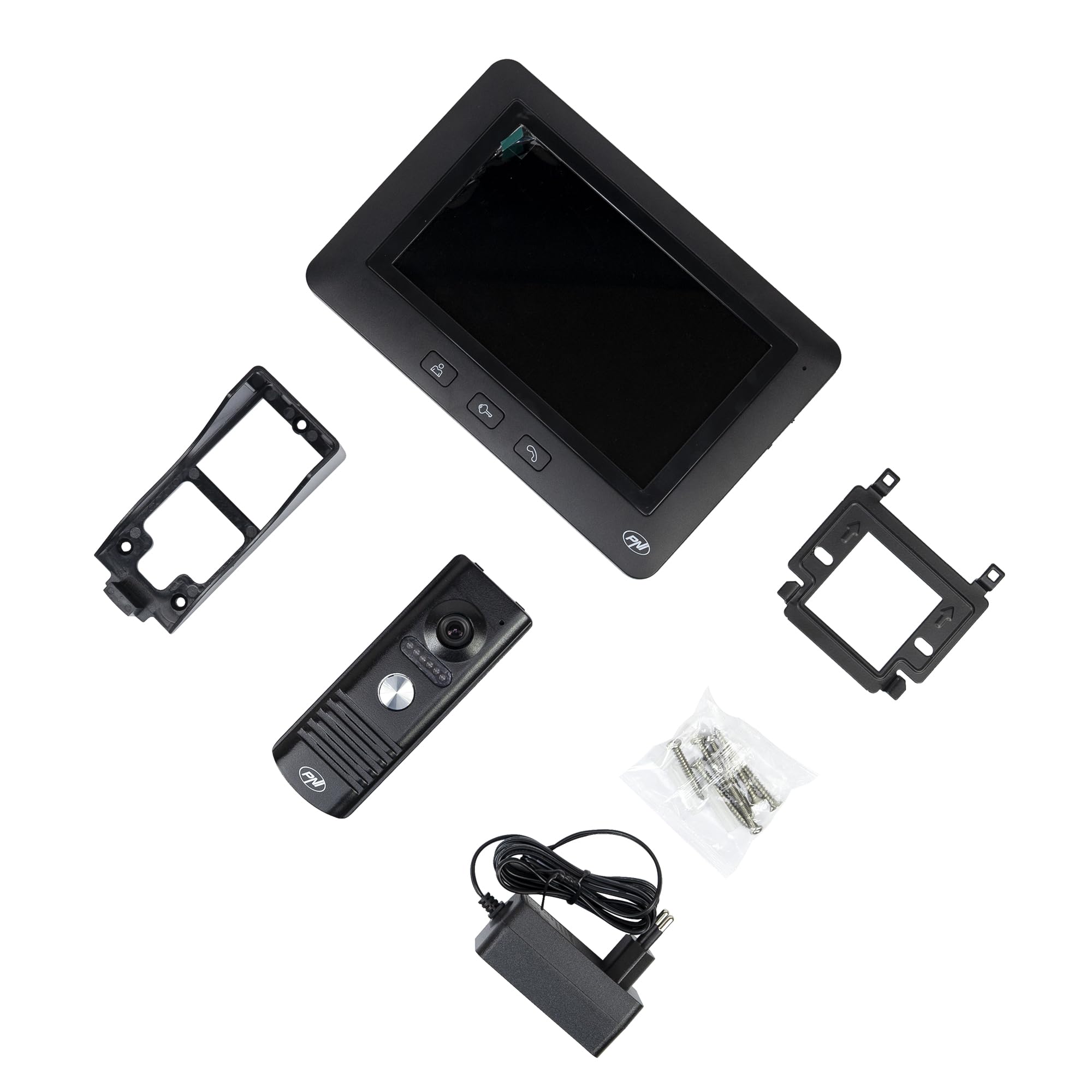 PNI Videocitofono DF930 con 1 monitor, schermo LCD da 7 pollici, 800x480, uscita yala elettromagnetica, nero