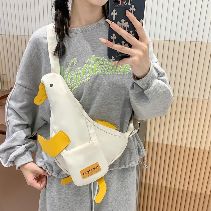 1Pcs Duck Shaped Sling Bag Funny Cartoon Crossbody Bag Cute Nylon Chest Purse3