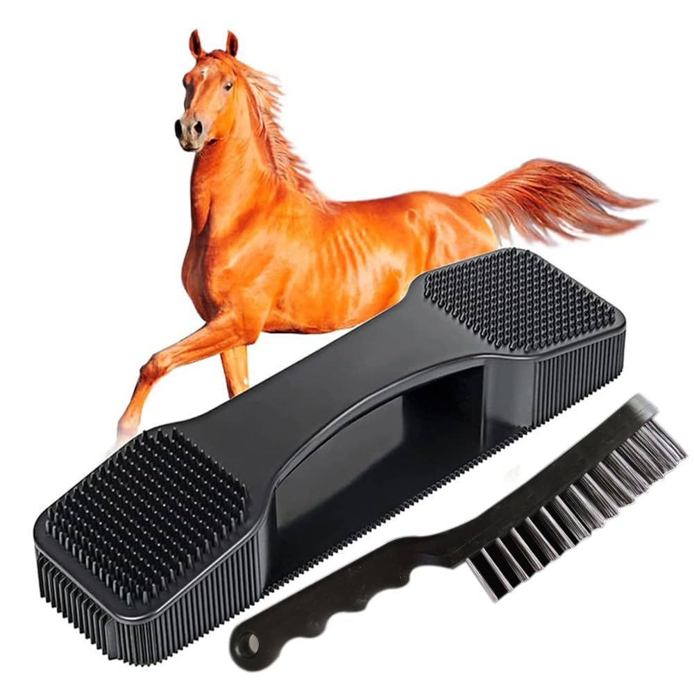 Horse Brush, 6 in 1 Shedding Grooming Massage Horse Brush, Multifunctional Horse Supplies for Grooming, Horse Hair Brushes Hair Removal Beauty Tool Pet Shedding Grooming Tool for Horses2pcs