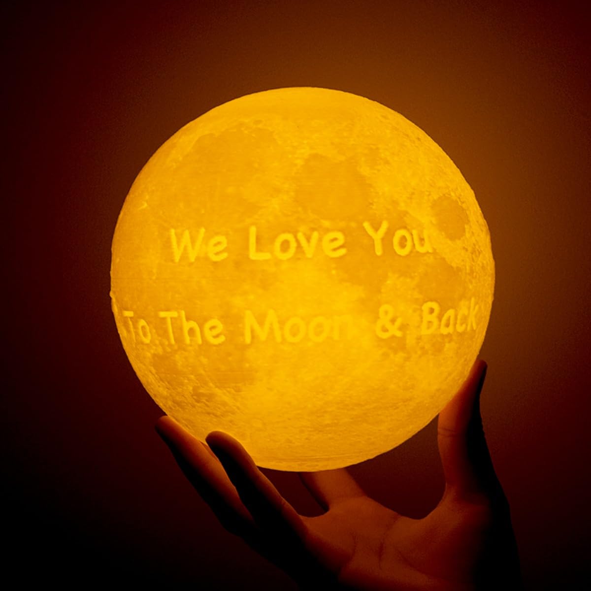 Lámpara de luna personalizada, lámpara de luna impresa con foto 3D, lámpara de luz nocturna de luna personalizada con foto y texto (16 colores, 20 cm)