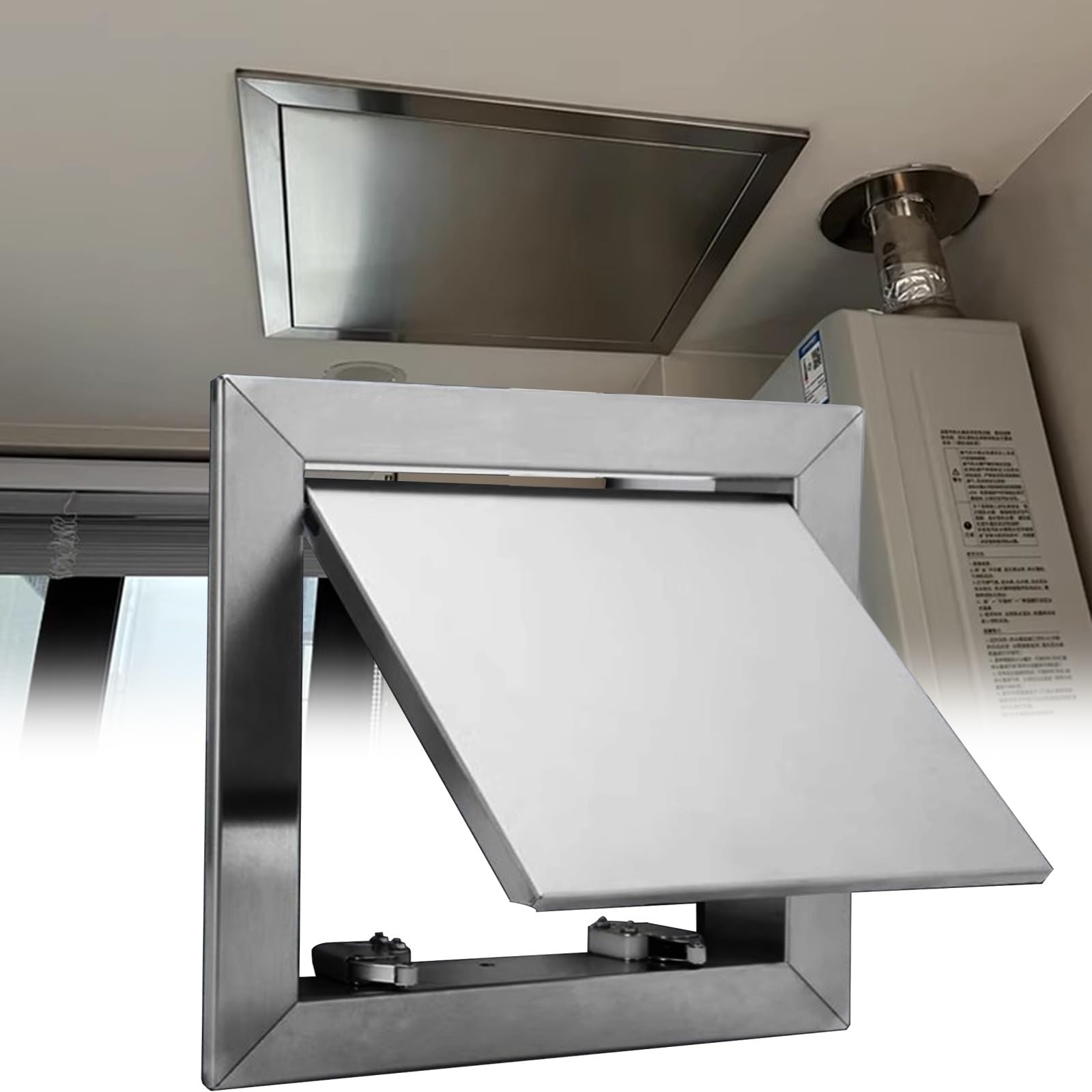 panel de acceso escondido yeso Tapa de acceso de acero inoxidable para techo/pared/suelo, panel de acceso impermeable e ignífugo para cocina/ducha/hotel, tamaño personalizable(60x60cm/24x24inch)