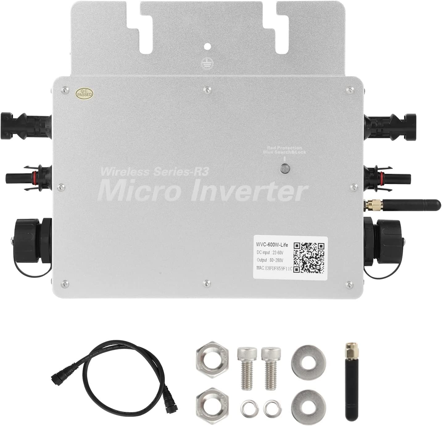 Solar Inverter 600W Micro Solar Inverter Convertitore di Cravatta A Griglia Impermeabile con Monitoraggio del Telefono Cellulare WiFi Uscita MPPT/Onda Sinusoidale Pura