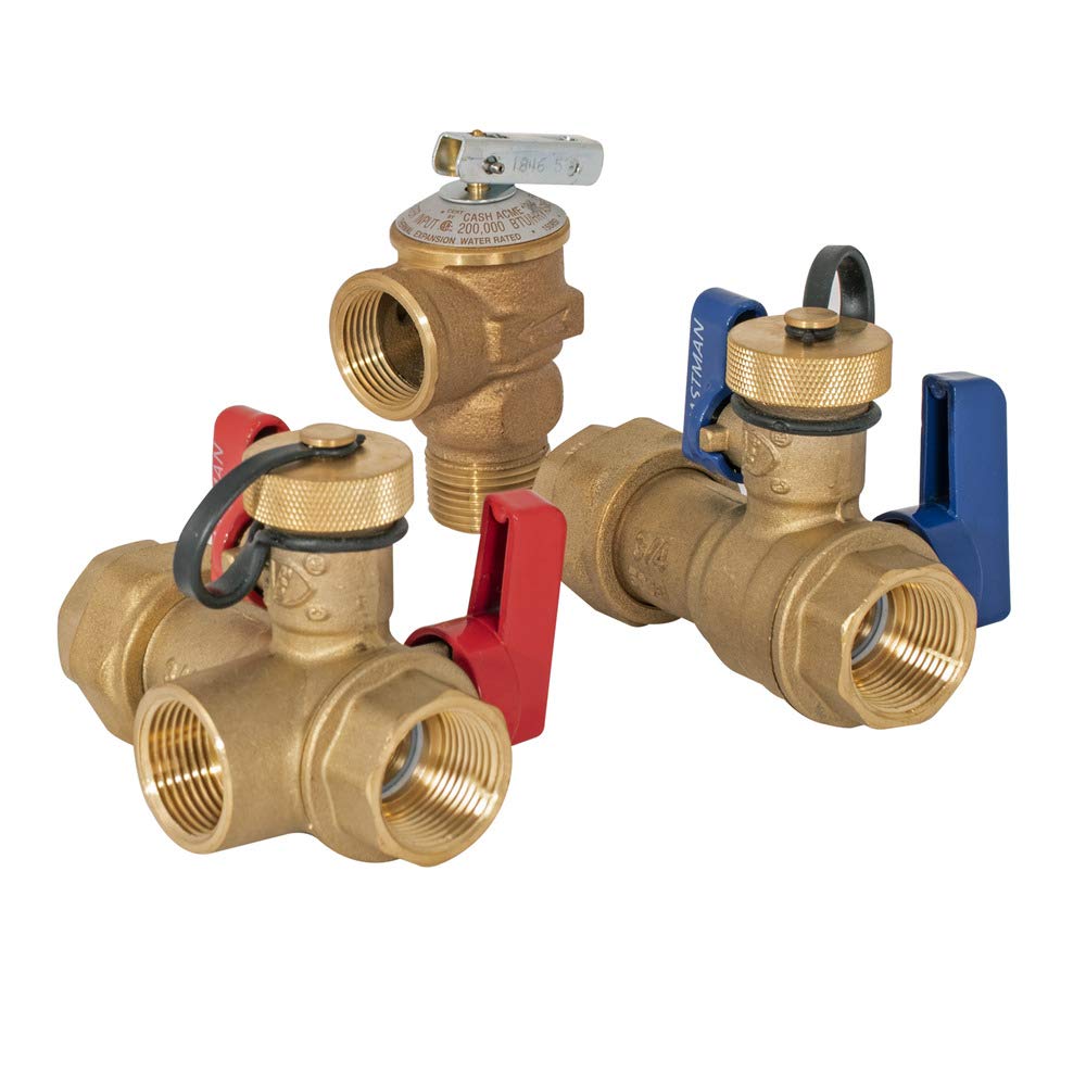 Eastman 60204 Kit de válvula de servicio de calentador de agua sin tanque, Unión FNPT x 3/4" FIP, latón