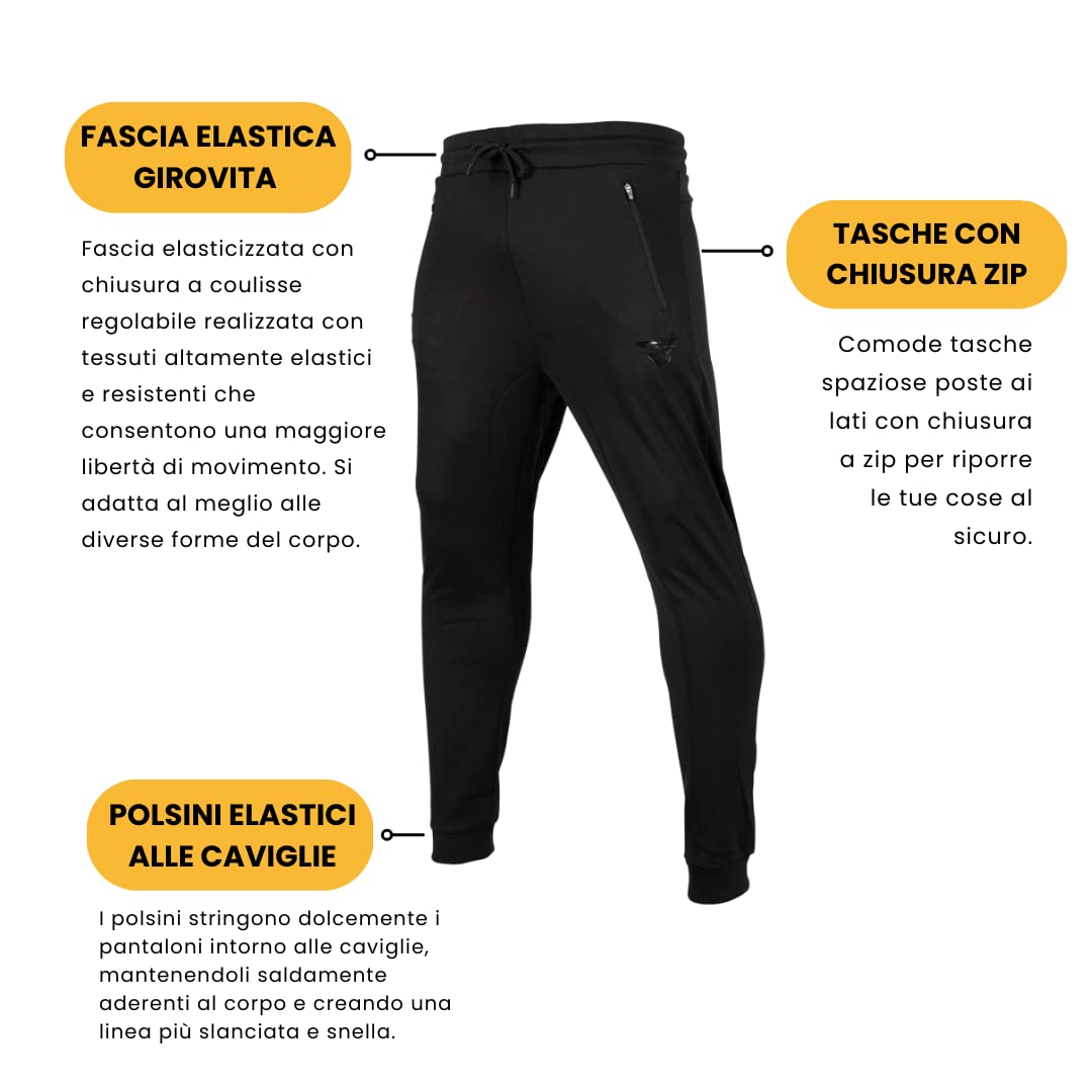 Frankie Garage - Pantaloni Tuta Sportiva per Uomo, Pantalone Tecnico Professionale con Zip per Allenamento, Sport o Palestra