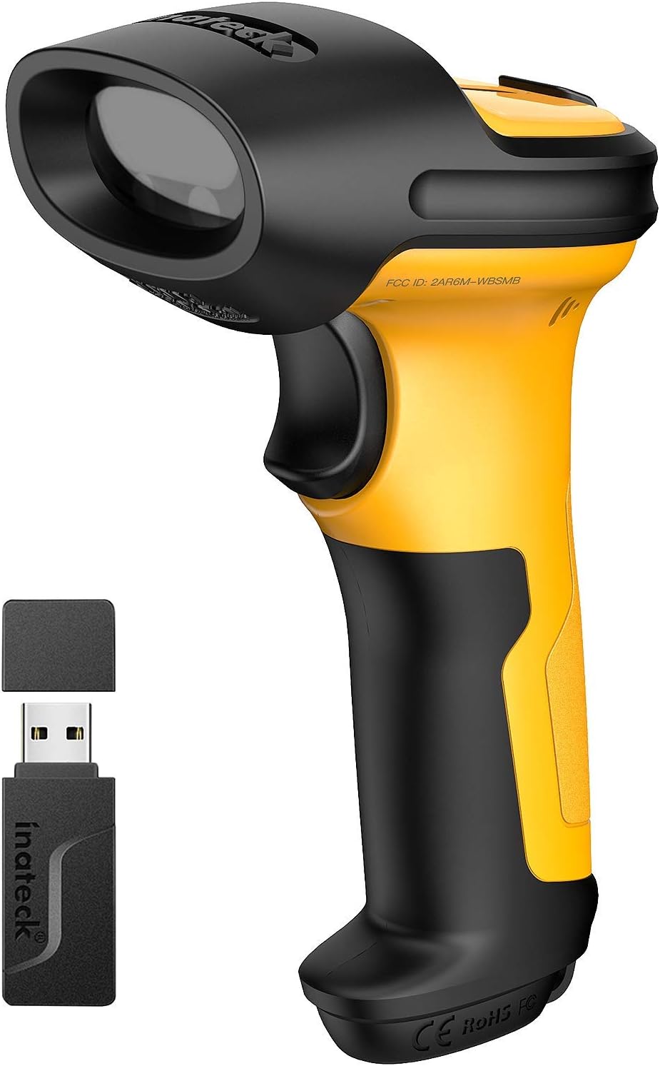 Barcode Scanner, Wireless Scanner, 2.4 GHz Adapter, 2600mAh Battery, 60M Range, Automatic Scanning, P6