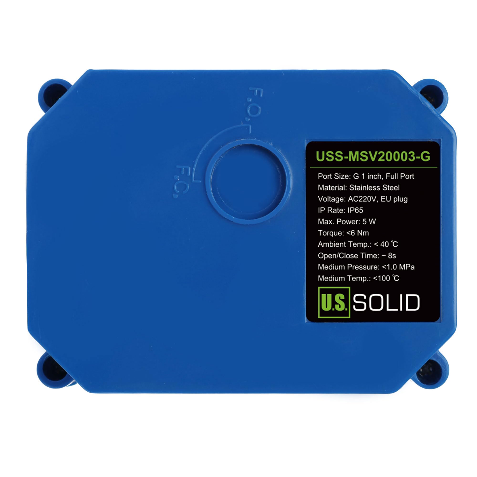 U.S. Solid Valvola a sfera motorizzata da 1" con spina 220VAC DN25 in acciaio inox, ritorno automatico, normalmente chiuso
