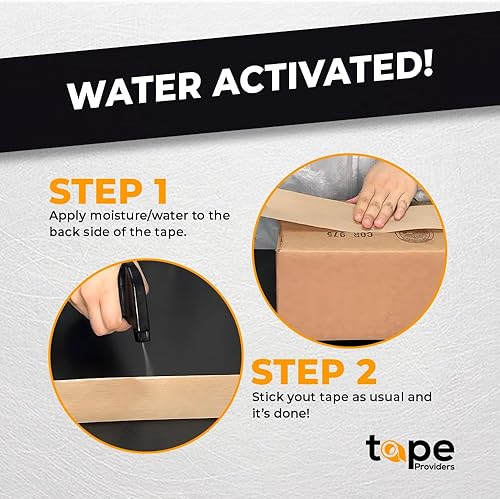 Miniatura 4 de WOD WATWTH - Cinta de papel kraft ecológica color marrón engomado, 3 pulgadas x 450 pies (paquete de 1) cinta de envío activada por agua para cajas