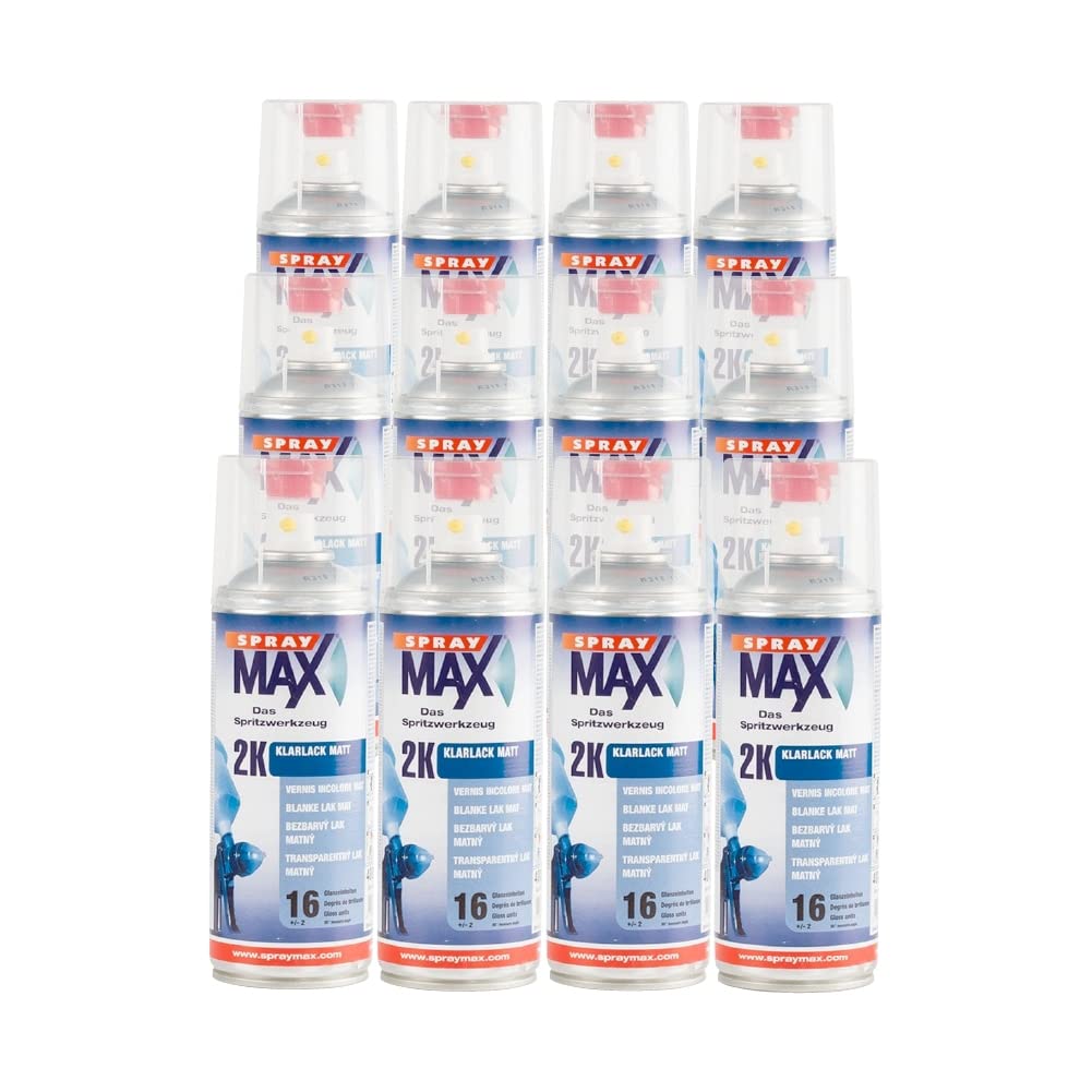 Graff-City Spray Max 2K Clear Coat - 12 unidades de barniz transparente mate - Paquete de 12 latas de 400 ml