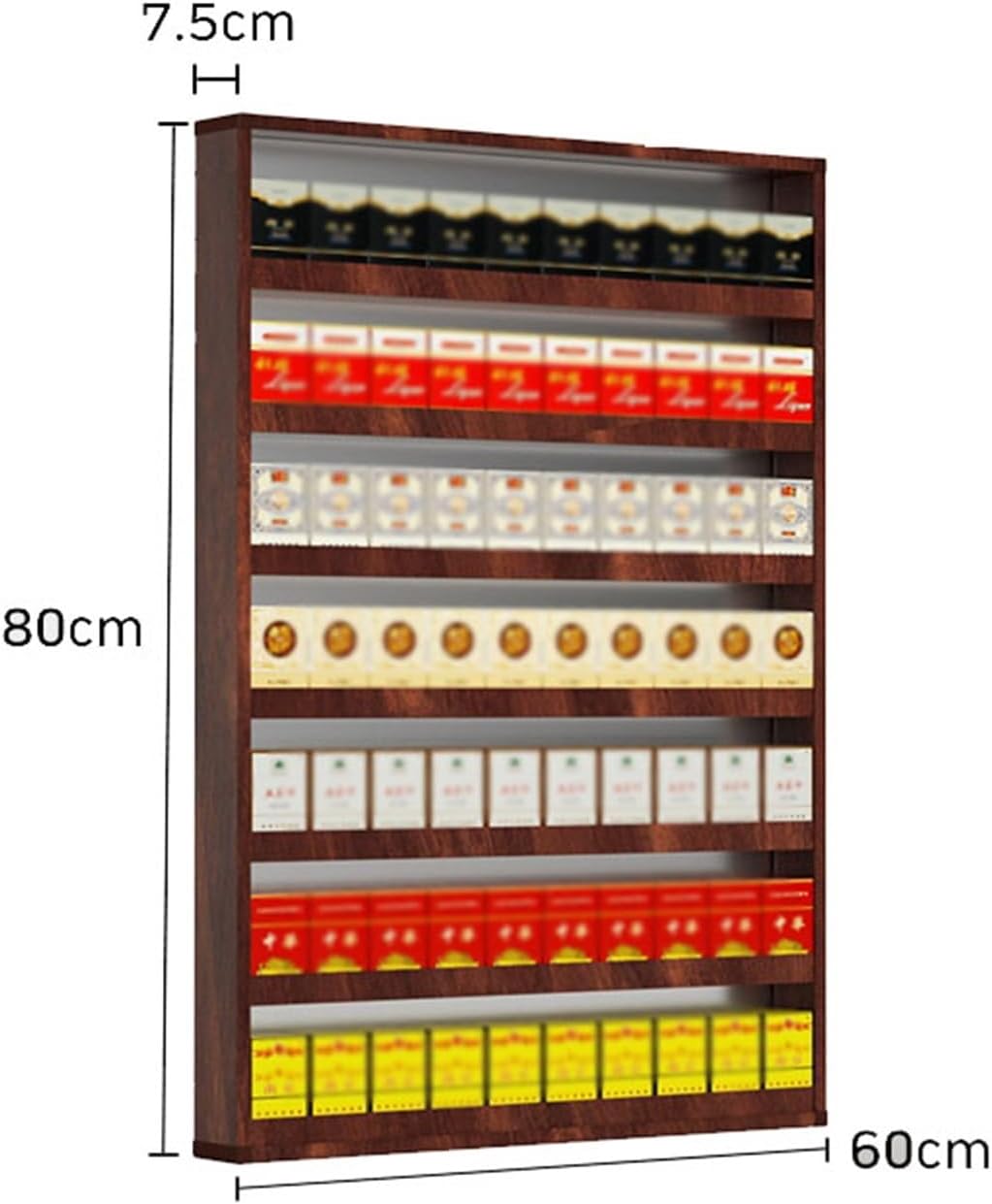 Aluminum Alloy Cigarette Holder Display Stand, Retail Cigarette Dispenser for Shops, Checkout Counters & Trade Shows, Matchbook Case, Brown, 60x80x7.5cm