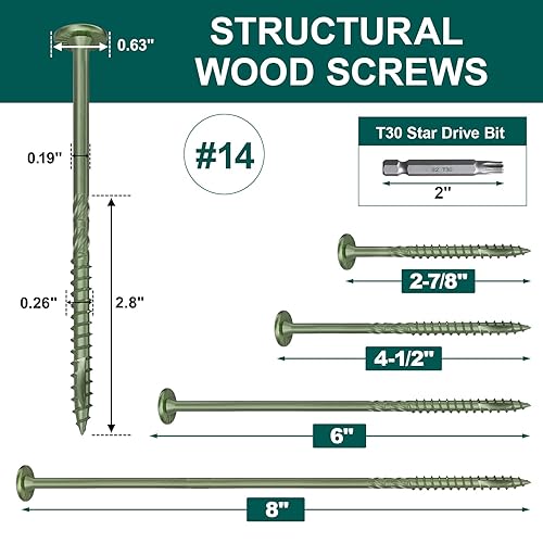 Miniatura 11 de 100 tornillos de madera negros con diseño de estrella de 2-7/8 pulgadas, resistentes a la corrosión, para paisajismo, troncos y madera para madera